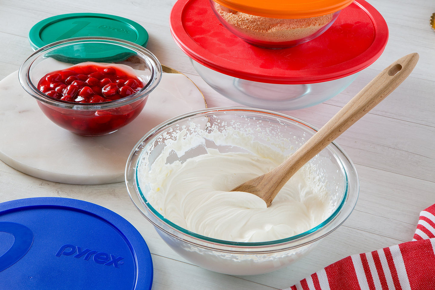 Pyrex 1071025 Pyrex Smart Essentials 6Piece Glass Mixing Bowl Set, Clear