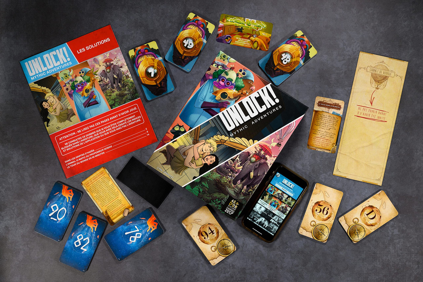 Unlock! - Mythic Adventures (Français) - Jeux de Société - Coopératif/Escape Room - Résolvez Trois Nouvelles Énigmes Mythiques - 10ans et + - 1 à 6 Joueurs - 60 Minutes - Créé par Asmodee