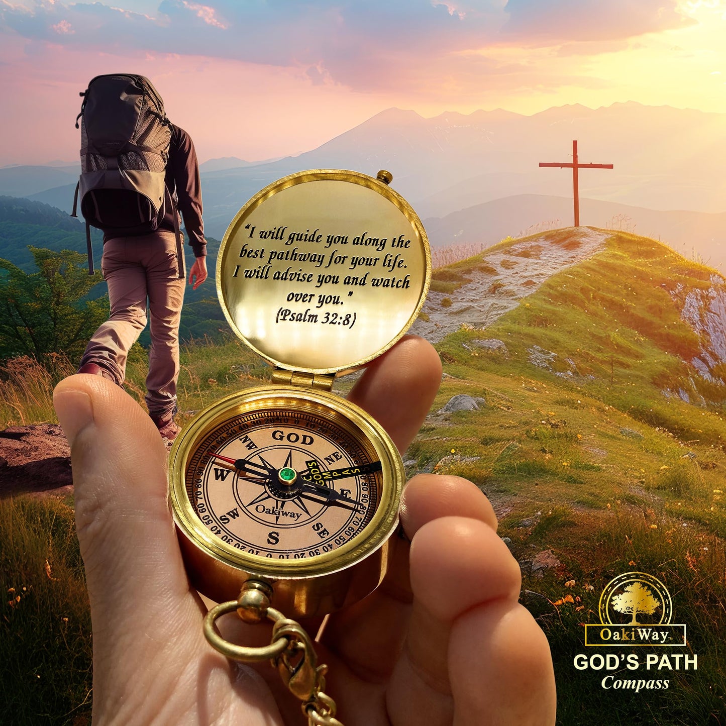 God's Path Compass - Religious Gifts for Men, Baptism Gift for Teenage Boys, Christian, Catholic, Communion, Confirmation, Graduation, Sentimental & Inspirational Present - Greeting Card Included