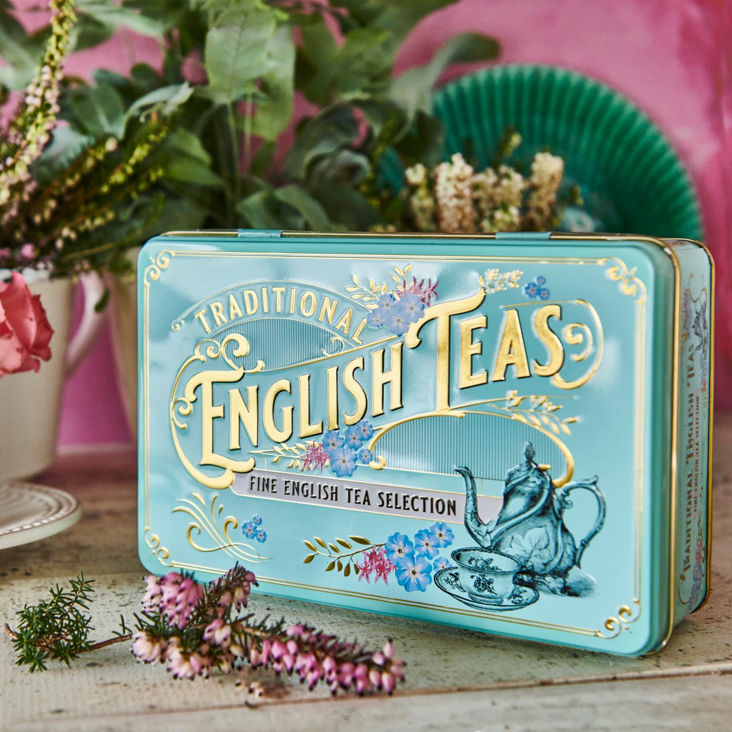 New English Teas Vintage Victorian Tea Caddy with 72 teabag selection