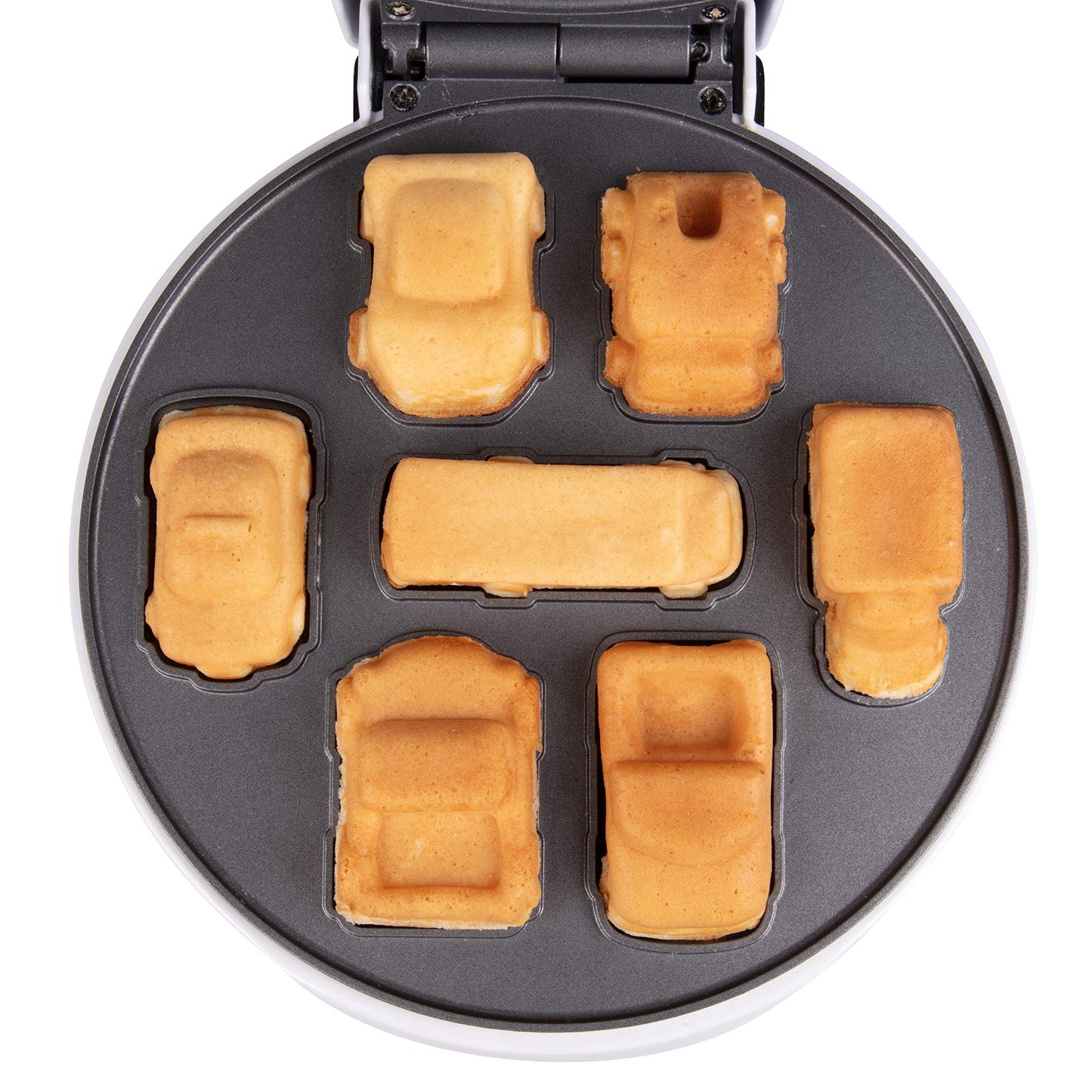 Car Mini Waffle Maker- Make 7 Fun, Different Race Cars, Trucks, and Automobile Vehicle Shaped Pancakes- Electric Waffler Iron- Non-Stick Pan Cake Baker w Recipe Guide- Cool Fathers Day Gift for Dad