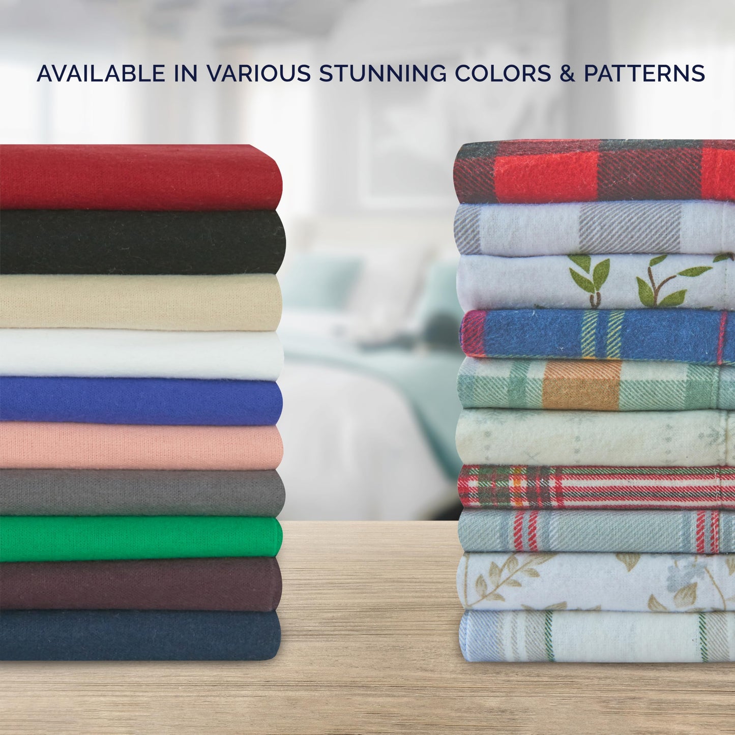 Elegant Comfort Soft 4-Piece 100% Turkish Cotton Flannel Sheet Set - Premium Quality, Deep Pocket Fitted Sheet, Ultra Soft, Cozy Warm Flannel Sheets - King, Buffalo Check Gray