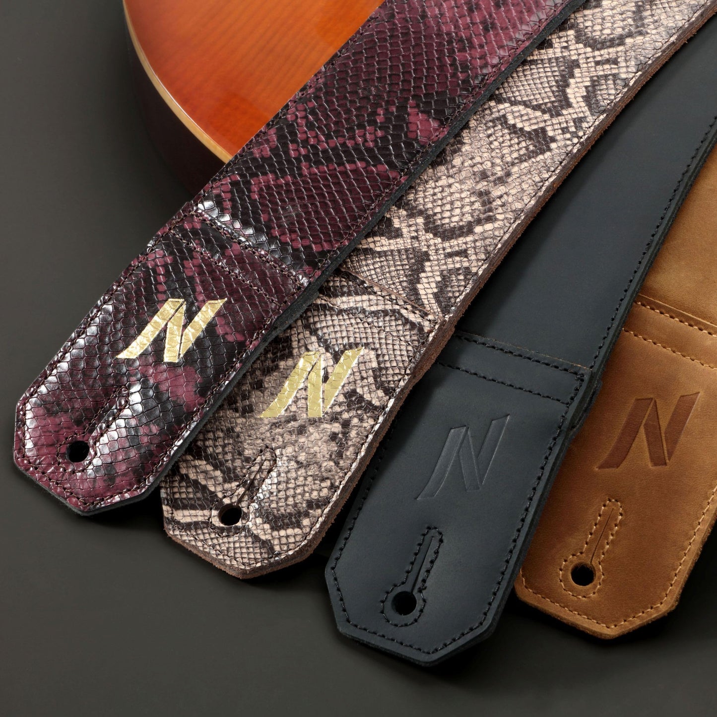 Nefelibata Guitar Strap, 2.3-inch Wide Full Grain Leather Guitar Straps with Soft Padding for Bass, Electric and Acoustic Guitars (Yellow)