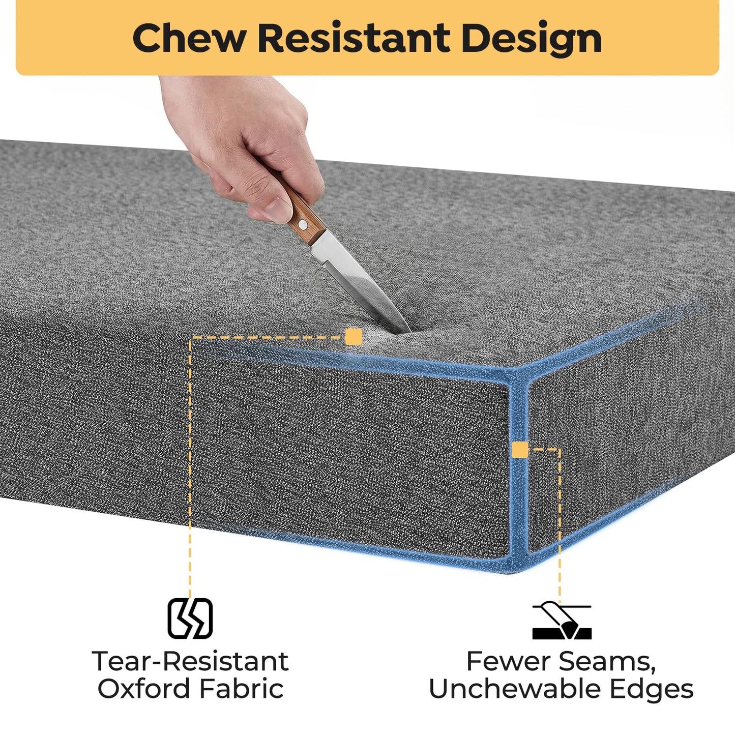 Veehoo Chew Proof Dog Crate Bed, XL Extra Large Indestructible Dog Bed for Crate, Tough Chew Resistant Pet Pad with Removable Washable Cover & Hidden Zipper