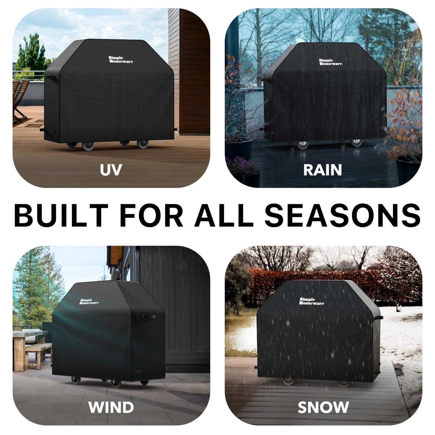 Simple Houseware 58-inch Heavy Duty BBQ Grill Cover, 600D Polyester Waterproof, Weather-Resistant