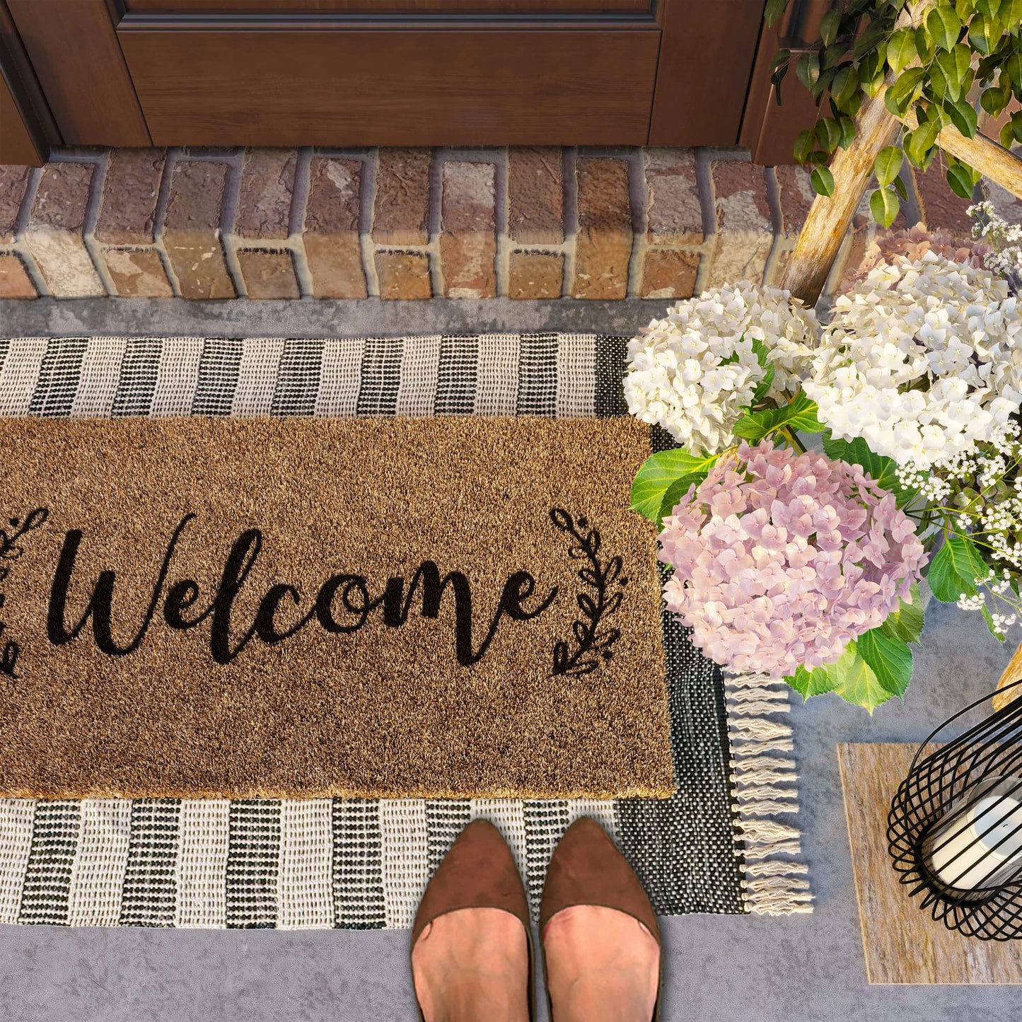 Barnyard Designs Doormat Welcome Mat for Outdoors, Large Front Door Entrance Mat, 76 x 43cm, Brown (Welcome)