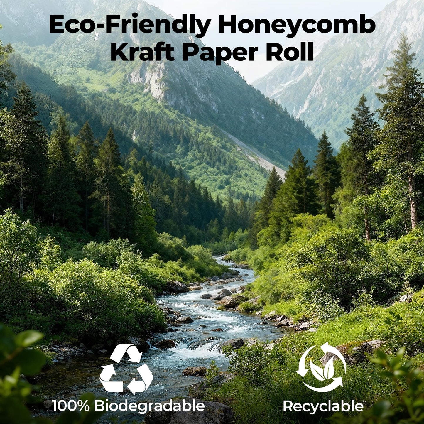 Tera Honeycomb Packing Paper Eco-friendly: 15"x200' Recyclable Cushioning Wrap for packaging Moving Supplies Shipping Boxes Gift Wrapping Paper Alternative to Bubble Wrap with 20 Fragile Sticker