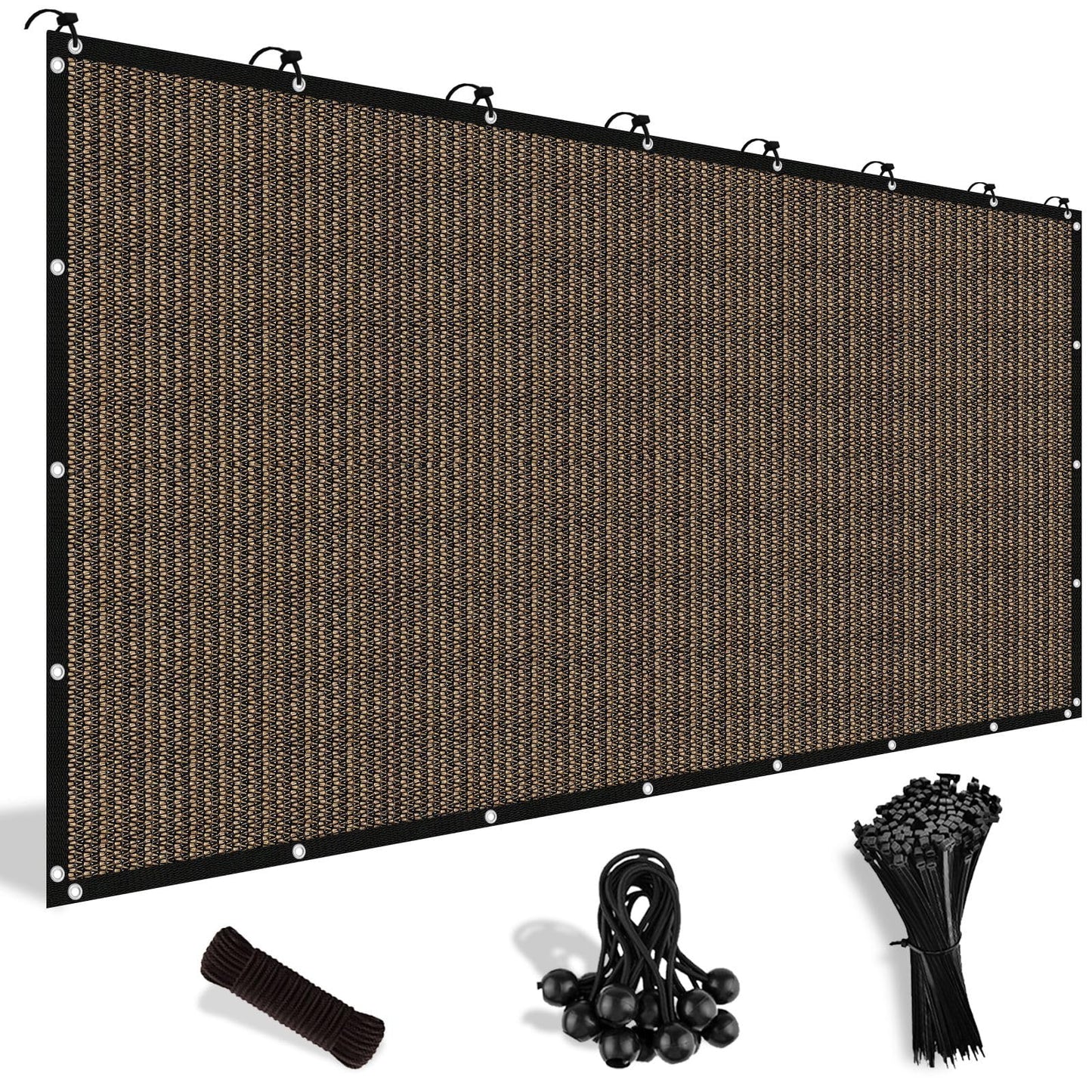 Shade&Beyond 90% Sun Shade Cloth with Grommets, 8X12 FT Pergola Shade Cover Canopy, Mesh Tarp Sun Screens for Patio, Outdoor, Garden, Backyard, Mocha