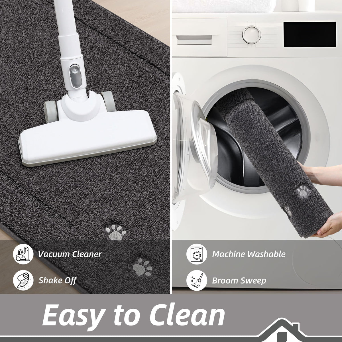 BEQHAUSE Dog Door Mat for Dirty Wet Paws 24"x36", Absorbent Dirt Trapper Entryway Rug Non-Slip Washable Welcome Mat Soft Stain Resistant for Dogs Entry Indoor Door Mat, Dark Grey Dark Grey