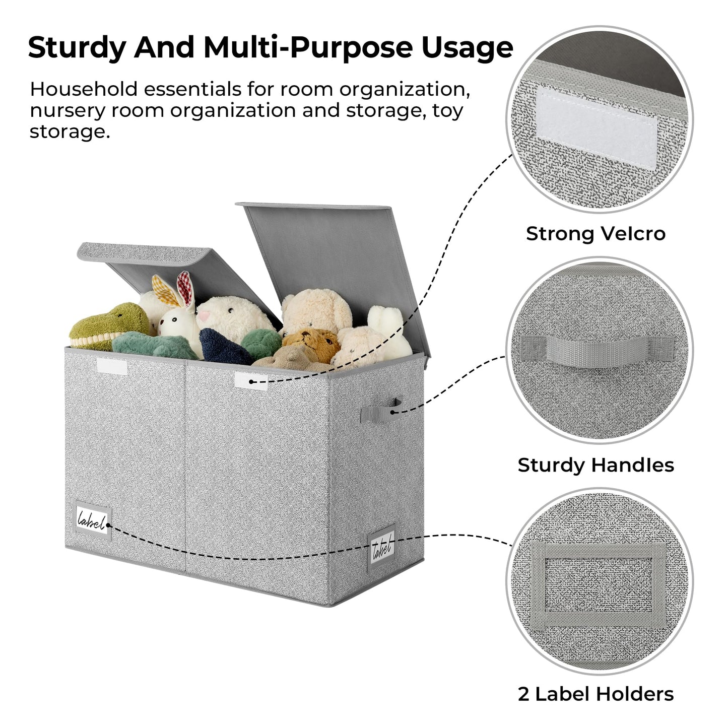 GRANNY SAYS Extra Large Storage Box with Lid, Pack of 1 Fabric Storage Chest, Organizer and Storage Bins for Living Room, Dust-proof Storage Container, Grey