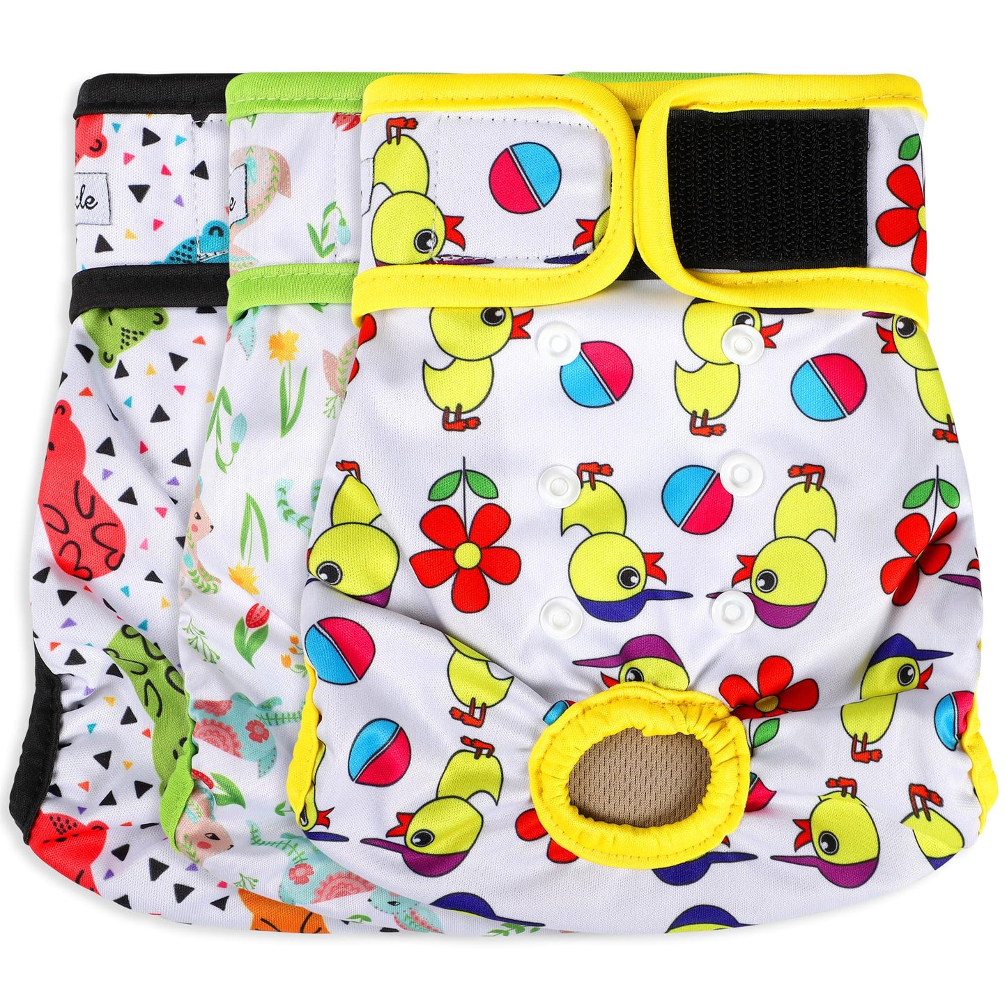 Grecle Washable Female Dog Diapers - Premium Reusable Diapers for Doggie in Heat - Highly Absorbent Dog Diapers Female for Pet Incontinence with Adjustable Snaps(Animals, XXL)