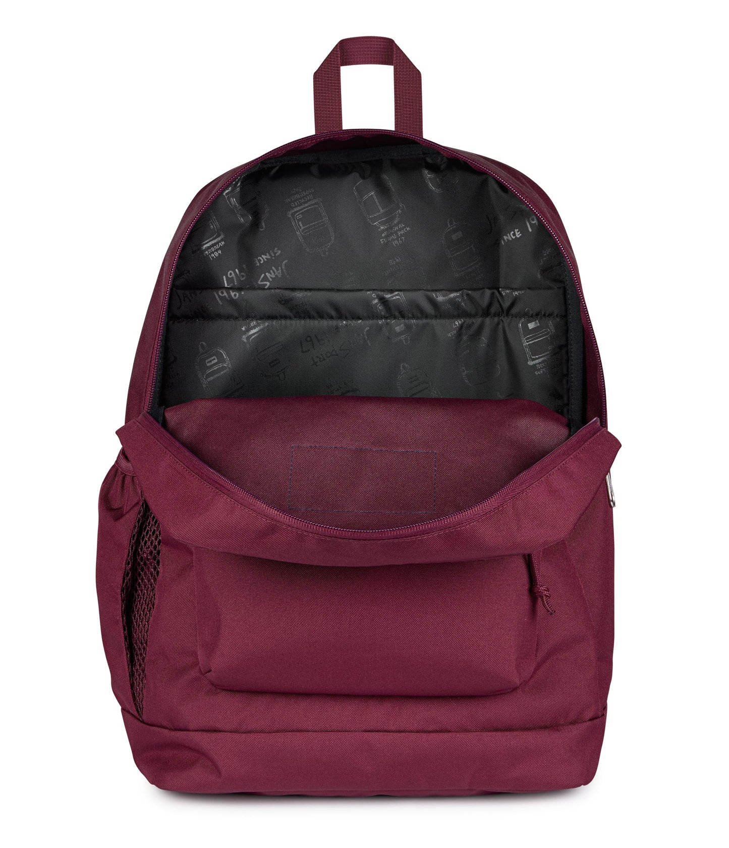 JanSport Cross Town Plus Backpack - Large Main Compartment, Side Water Bottle Pocket, 15-Inch Padded Laptop Sleeve - Cherry Lacquer
