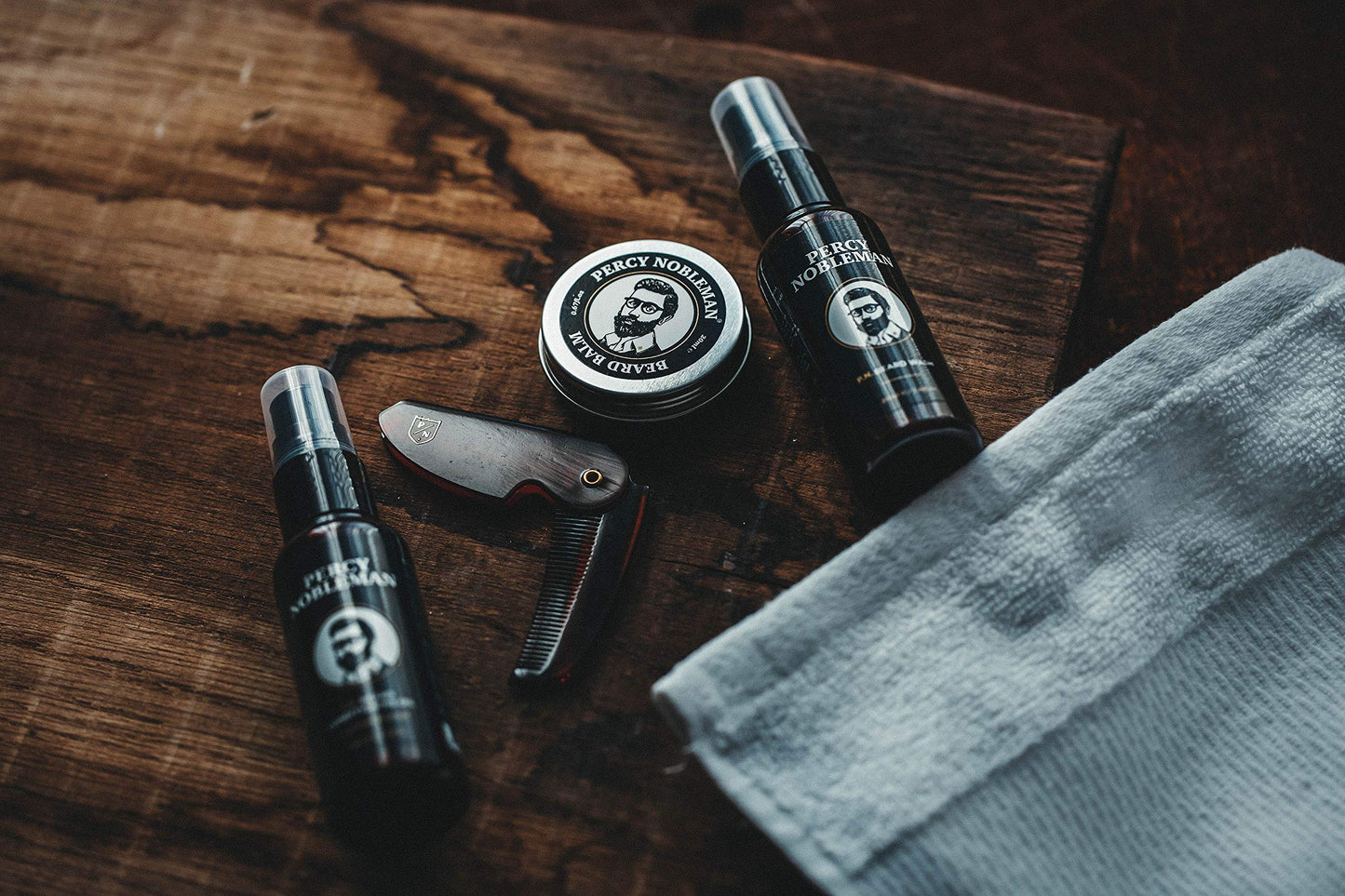 Percy Nobleman Beard Grooming Kit. Signature Scented Beard Oil 50ml. Beard Wash 50ml. Beard Balm 20ml. Beard Comb.