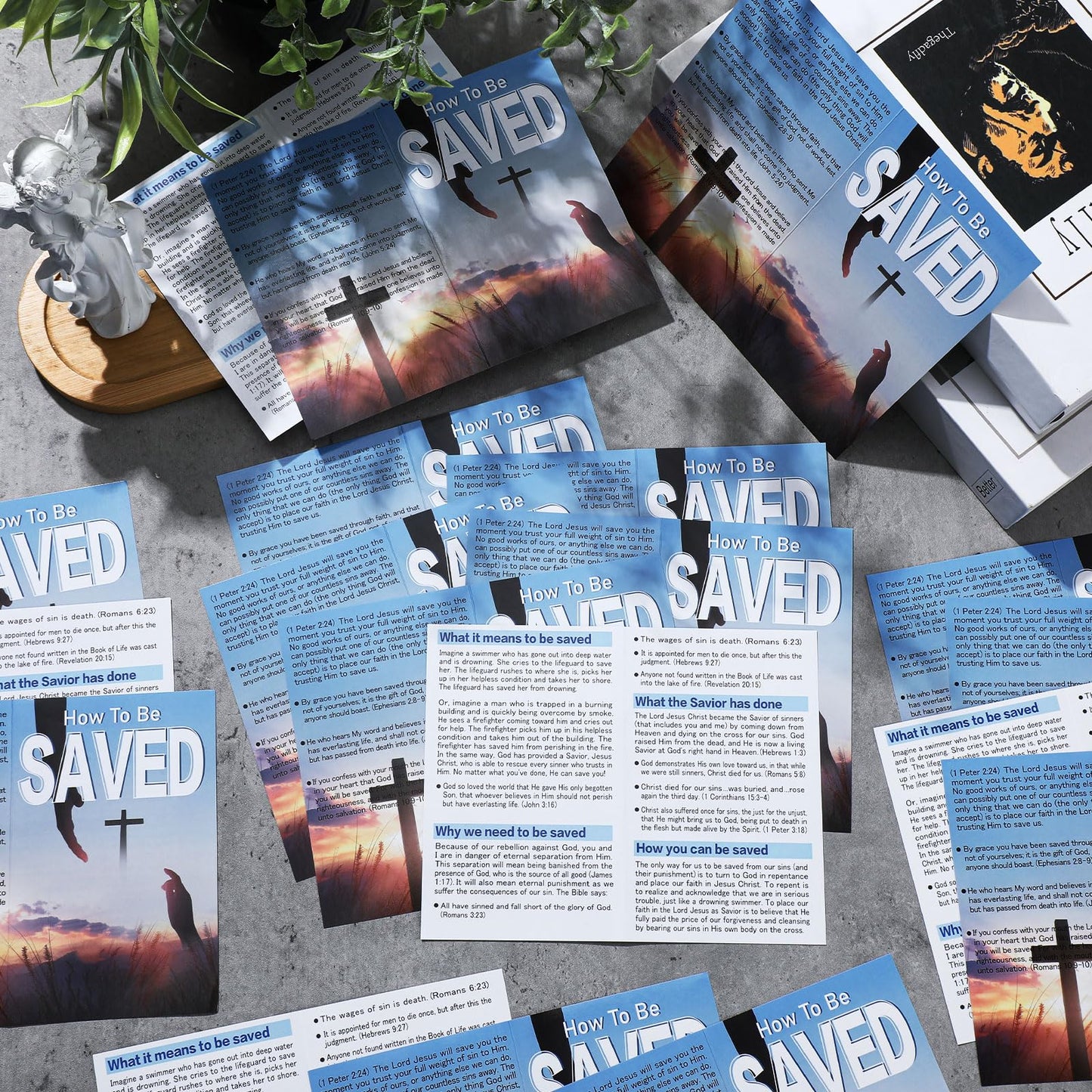 Dunzoom 300 Pcs Gospel Tract Card Salvation Plan Cards Bible Tracts Christian Inspirational Bible Verses Greeting Men Women Church Supplies(How to Be Saved)