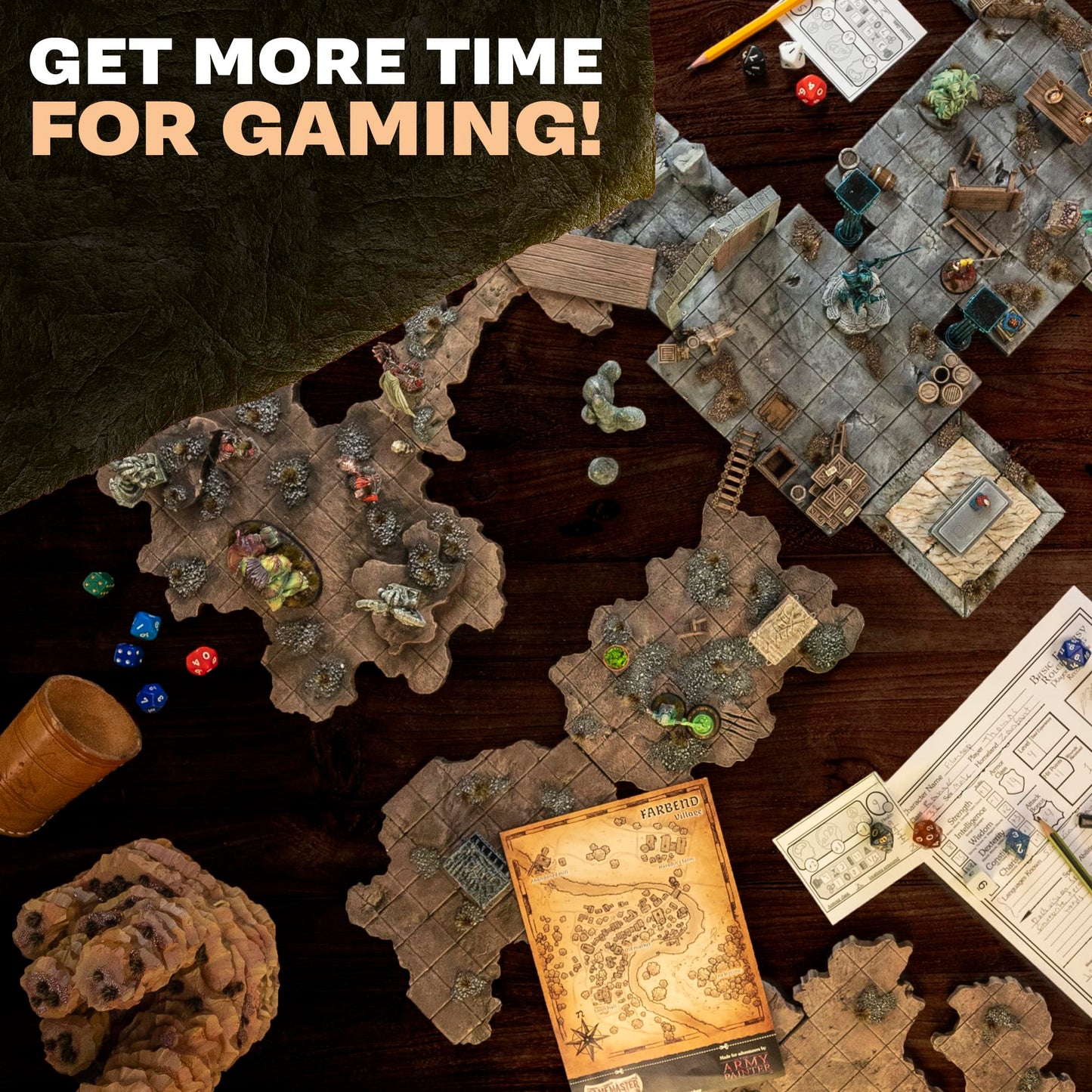 The Army Painter, GameMaster: Adventure Starter Role-playing Paint Set, 15 x 18ml Warpaints Fanatic Acrylic paints, incl. a Brush-On Primer, 5 FREE Miniatures & 1 Brush - For Warhammer & Dnd