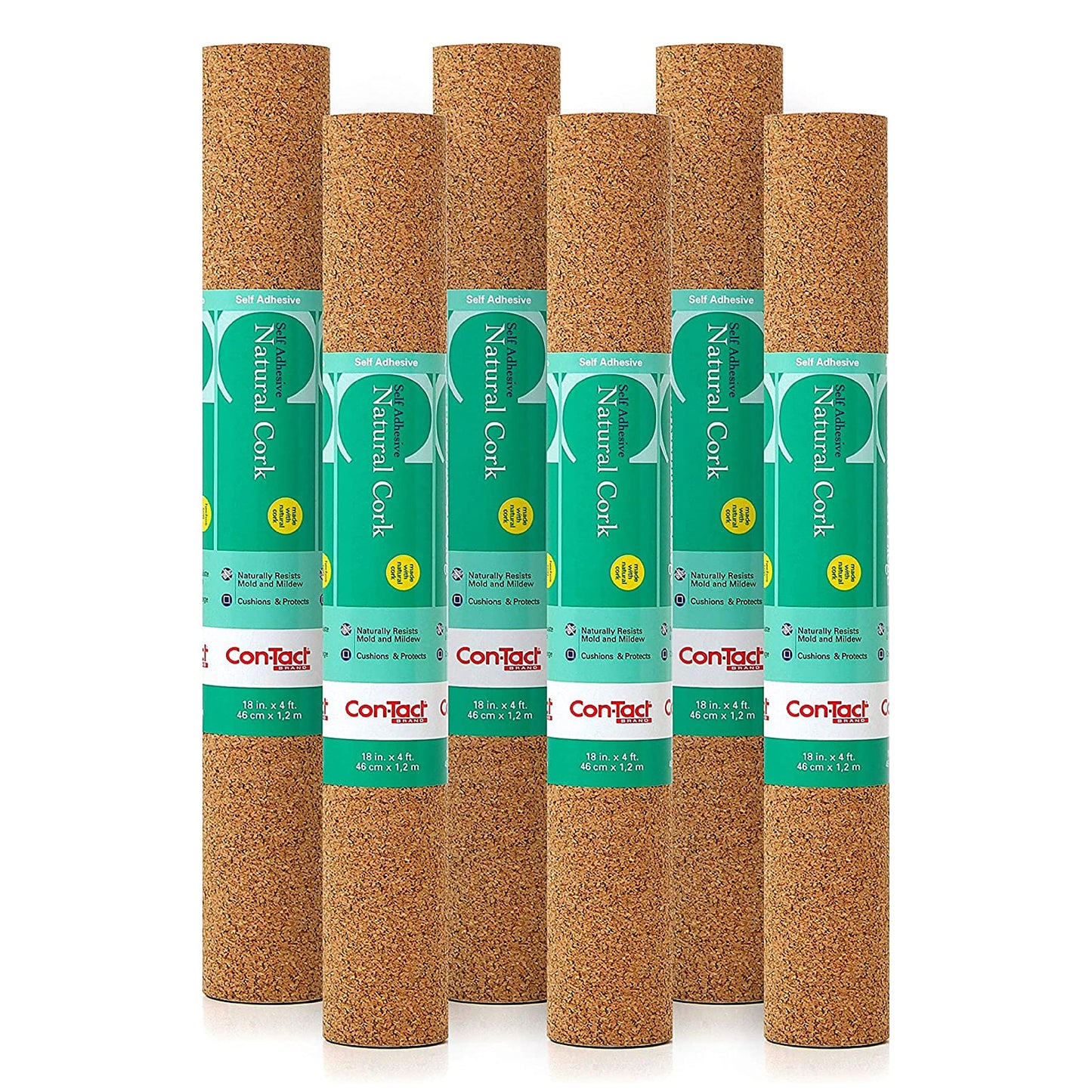 Con-Tact Brand Self-Adhesive Shelf and Drawer Liner, 18-Inches by 4-Feet, Natural Cork, Pack of 6