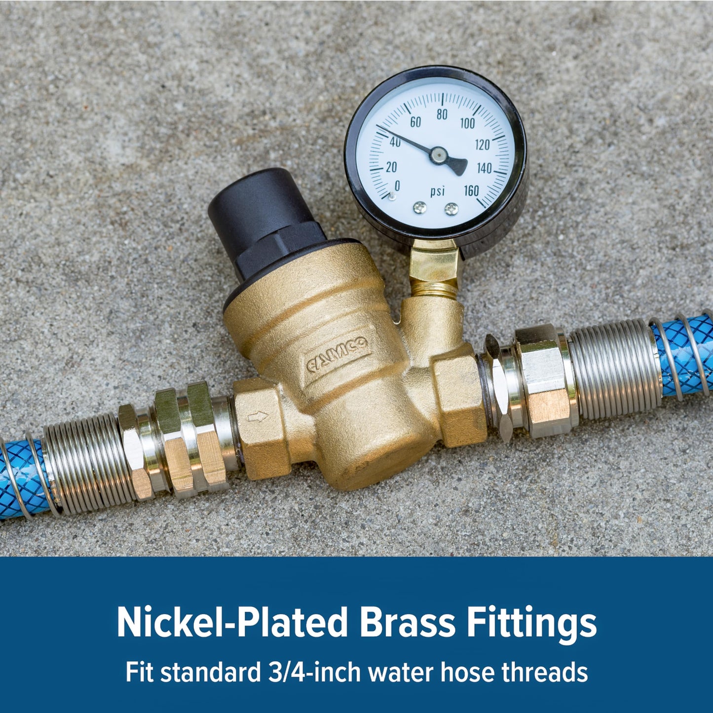 Camco 40058 Adjustable Brass Water Pressure Regulator - Helps Prevent Damage To Appliances and Plumbing Fixtures From High Water Pressure, Great for RVs and Boats