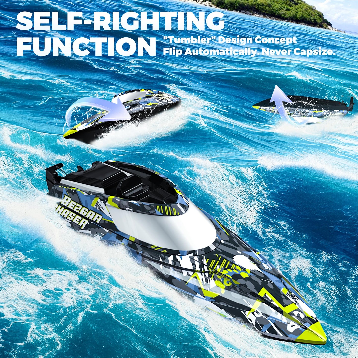 BEZGAR TX123 Remote Control Boats - Fast Speed RC Boat 32+ KPH with A Portable Suitcase for Lakes & Pools & Salt Water, Summer Toys for Adults and Ideal Gifts for Kids Boys Age 6 7 8-12 Years Old