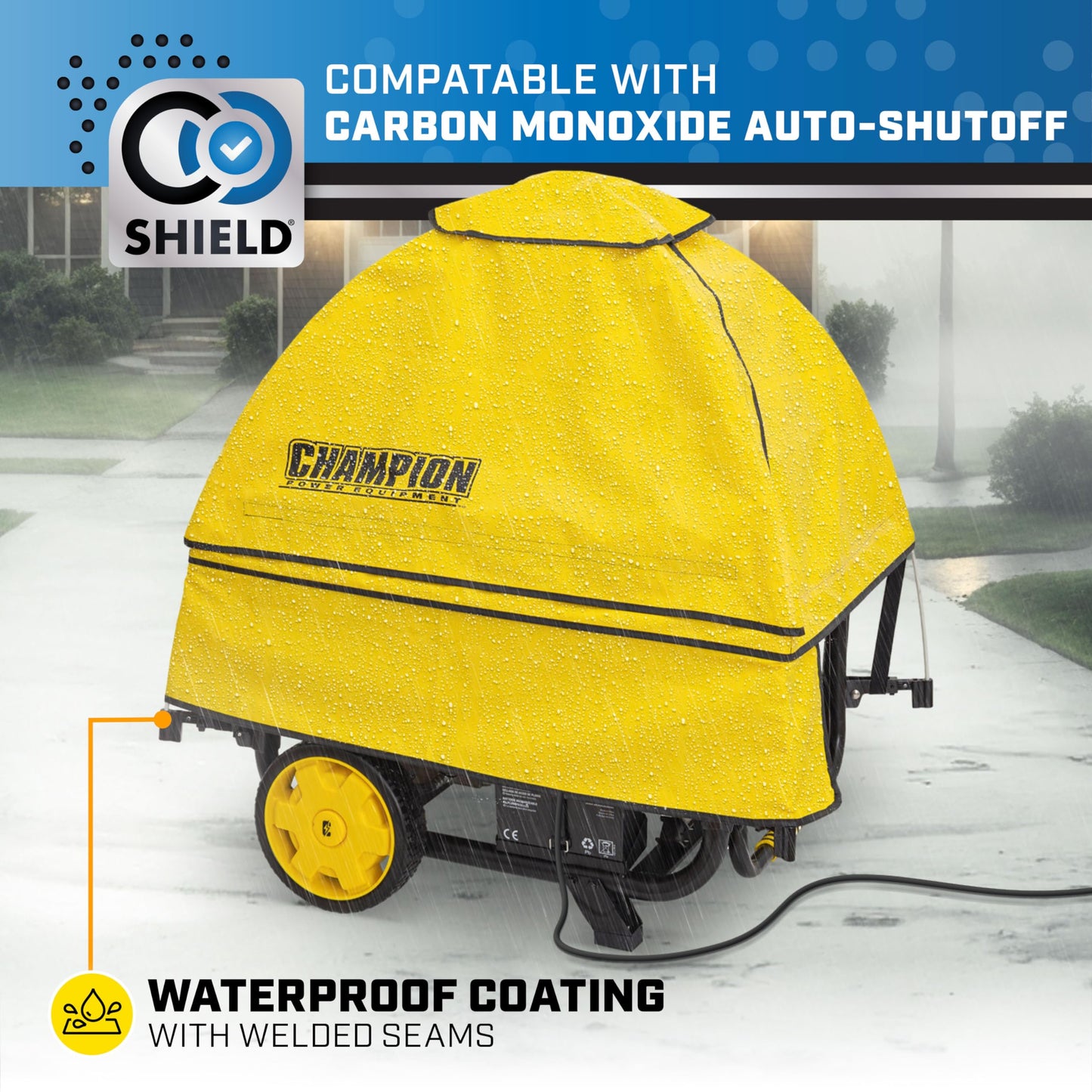 Champion Power Equipment Storm Shield Severe Weather Portable Generator Cover by GenTent for 3000 to 10,000-Watt Generators, Yellow