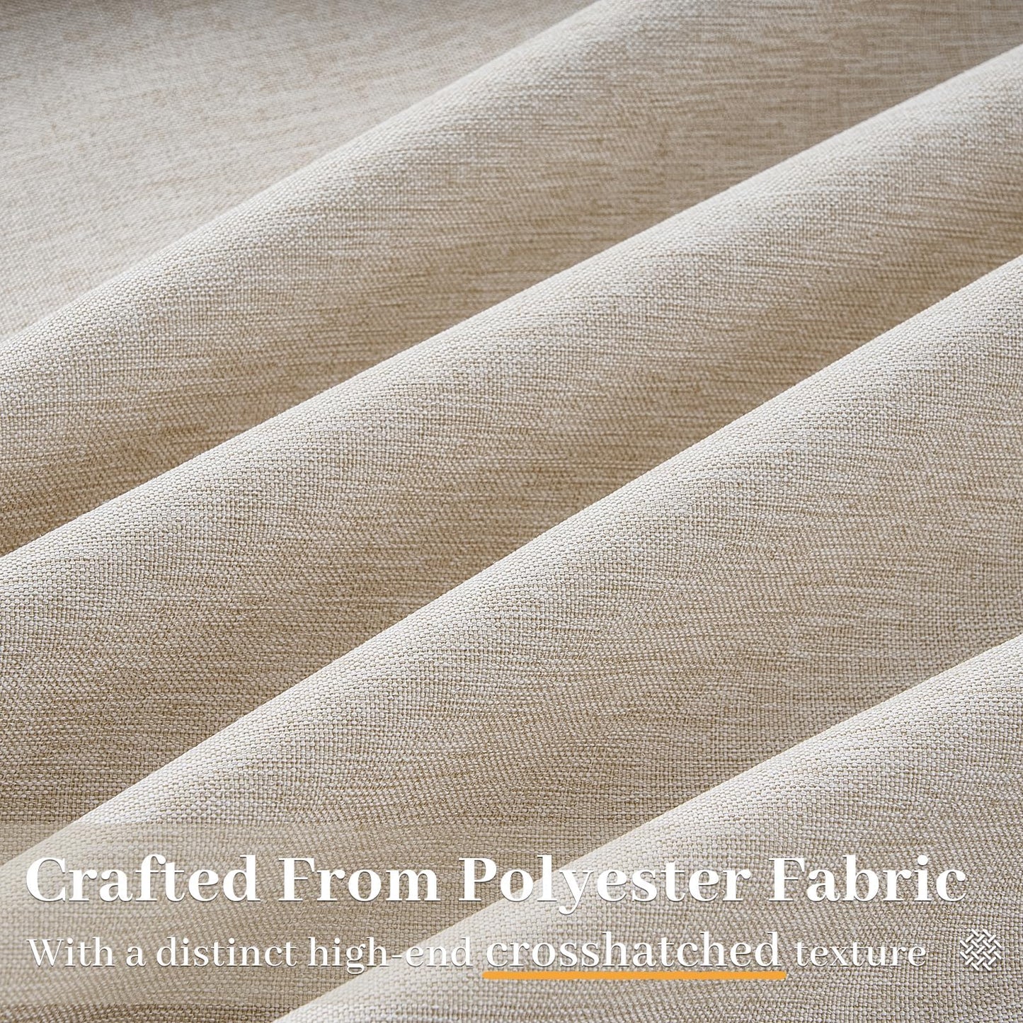 Pinch Pleated Curtains 90 Inches Long 2 Panels Set,Linen Textured Polyester Blend Fabric Aesthetic Advanced Curtain Drapes for Bedroom,7-1/2 ft Length Hooks Rings for Sliding Glass Doors