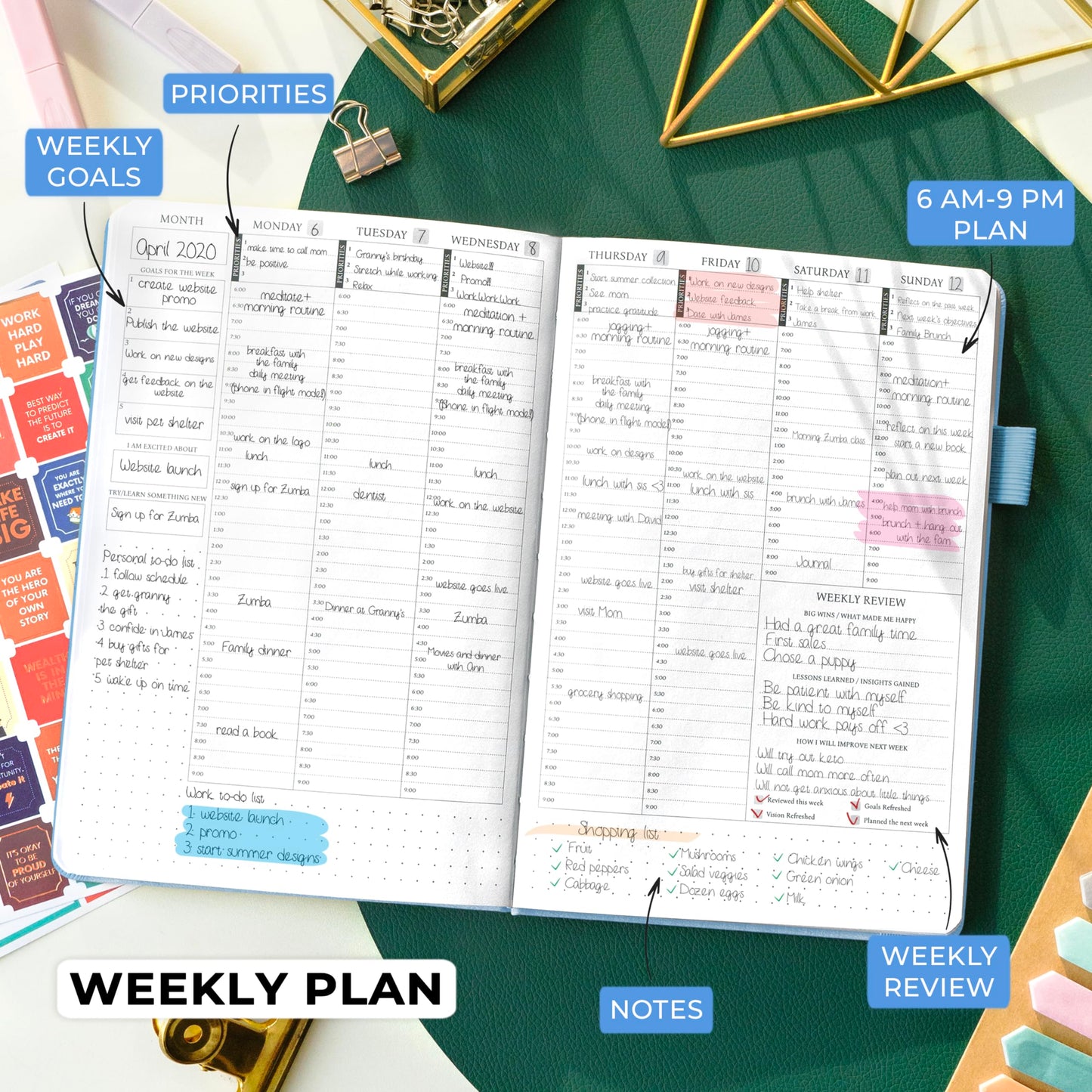 Legend Planner Hourly Schedule Edition – Deluxe Weekly & Daily Organizer with Time Slots. Time Management Appointment Book Journal for Work & Personal Life, Undated, Hardcover – Periwinkle, Gold Foil