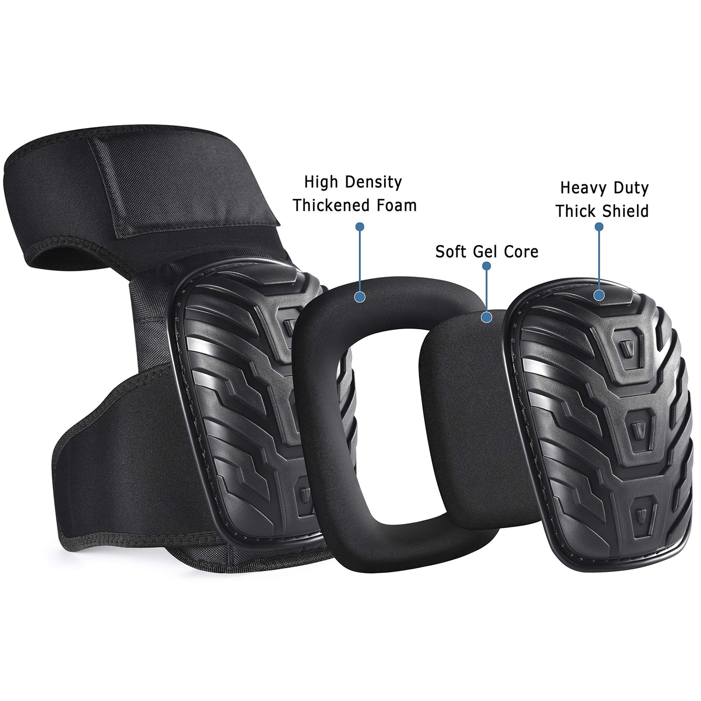 Professional Knee Pads for Work - Heavy Duty Foam Padding Kneepads for Construction, Gardening, Flooring with Comfortable Gel Cushion to Save Your Knees (Thigh High)