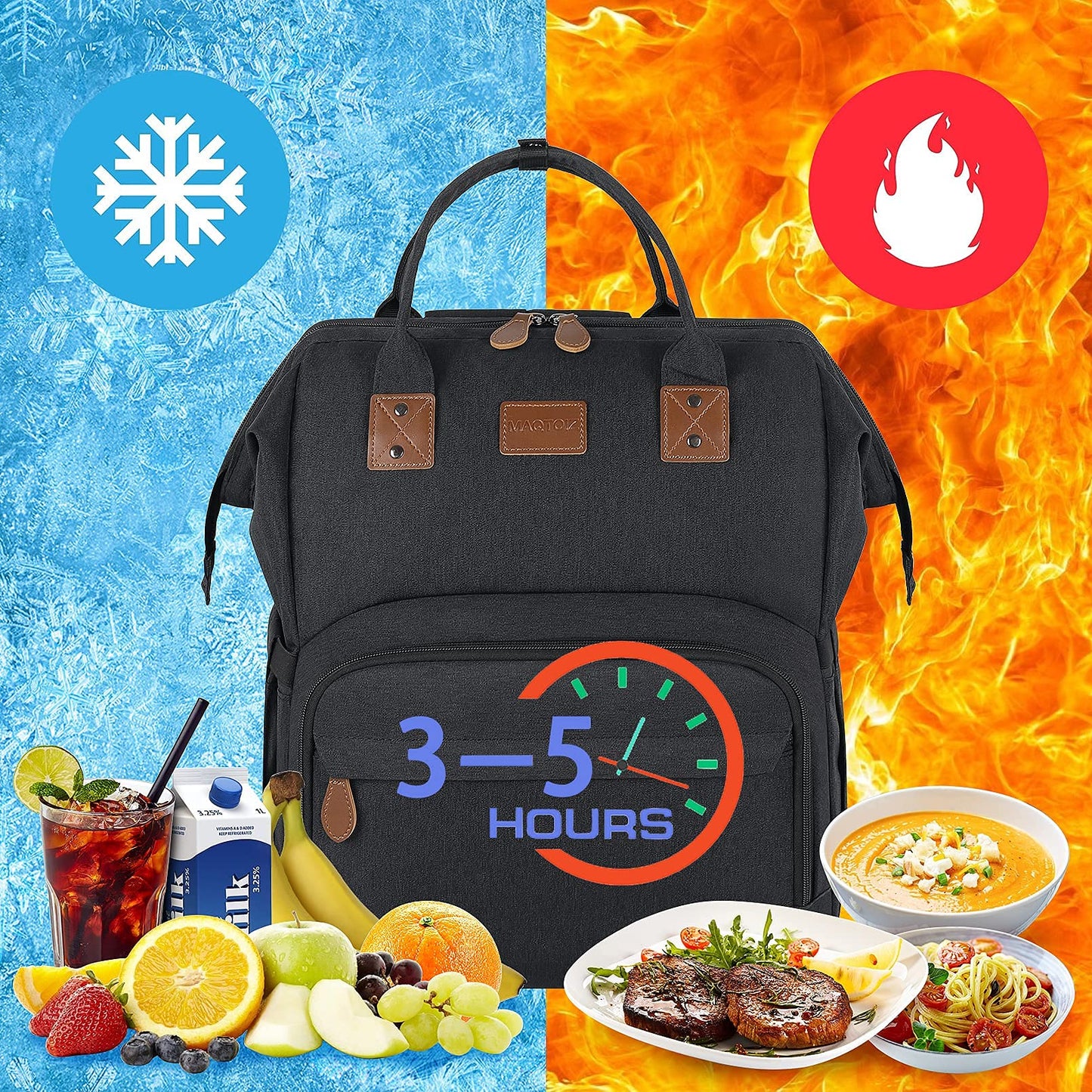 17 Inch Laptop Backpack, Large Lunch Backpack for Women Men Gifts, Travel Carry On with Lunch Box and USB Port, Insulated Cooler Bookbag Nurse Work Backpacks, Black