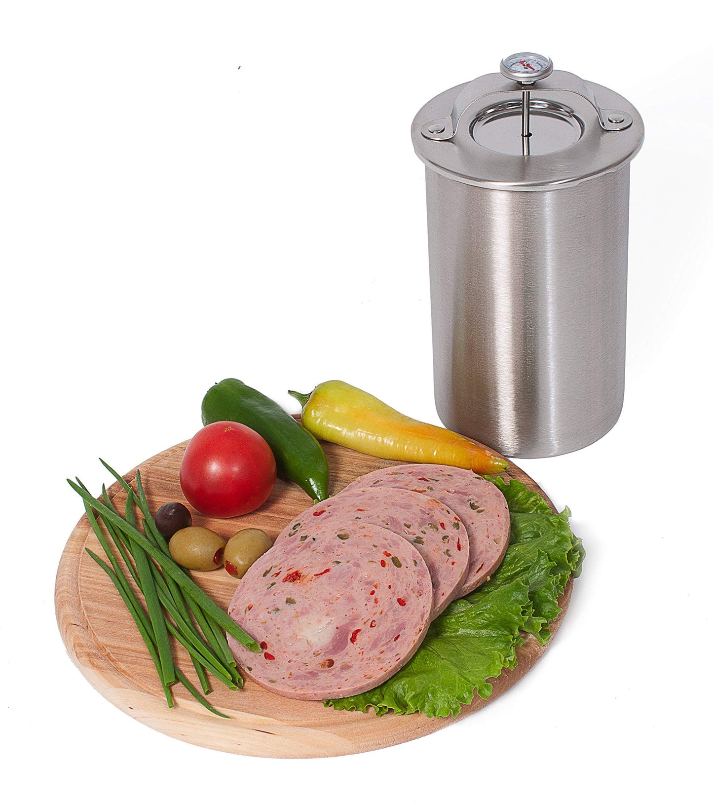 Proudly Canadian Madax Ham Maker - Stainless Steel Meat Press for Making Healthy Homemade Deli Meat with Thermometer and Cooking Bags