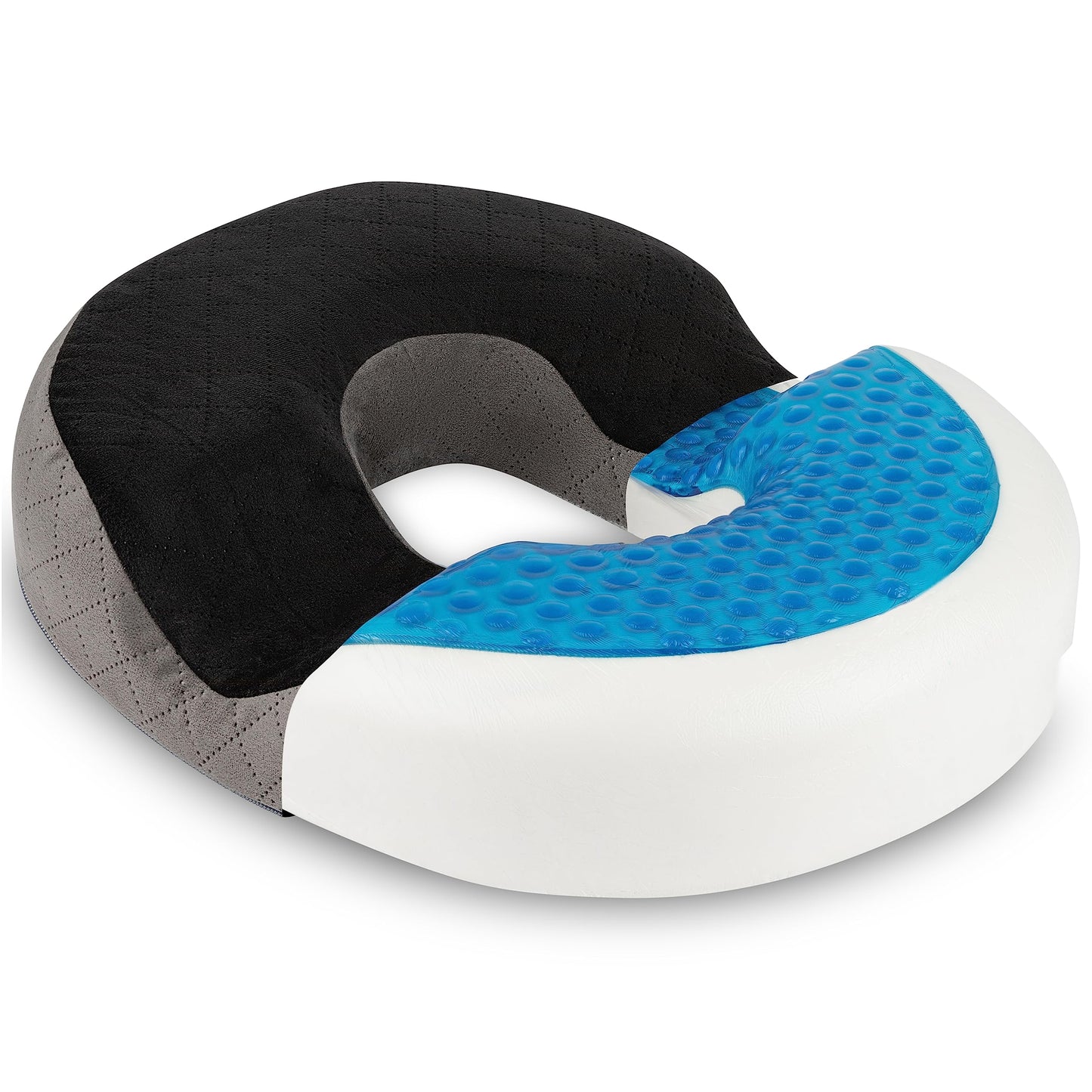 Healthy Spirit Gel Donut Pillow | Lifting Cushion | Donut Cushion for Tailbone Hemorrhoid Cushion Coccyx Sciatica Pregnancy Cushion (Grey/Black Velvet)