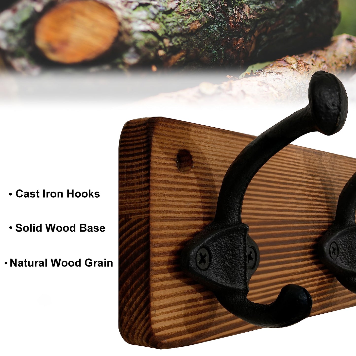 WEBI Rustic Coat Rack Wall Mount,5 Cast Iron Coat Hooks Wall Mounted,Heavy Duty Antique Vintage Hooks for Hanging Coats,Jacket,Clothes,Brown