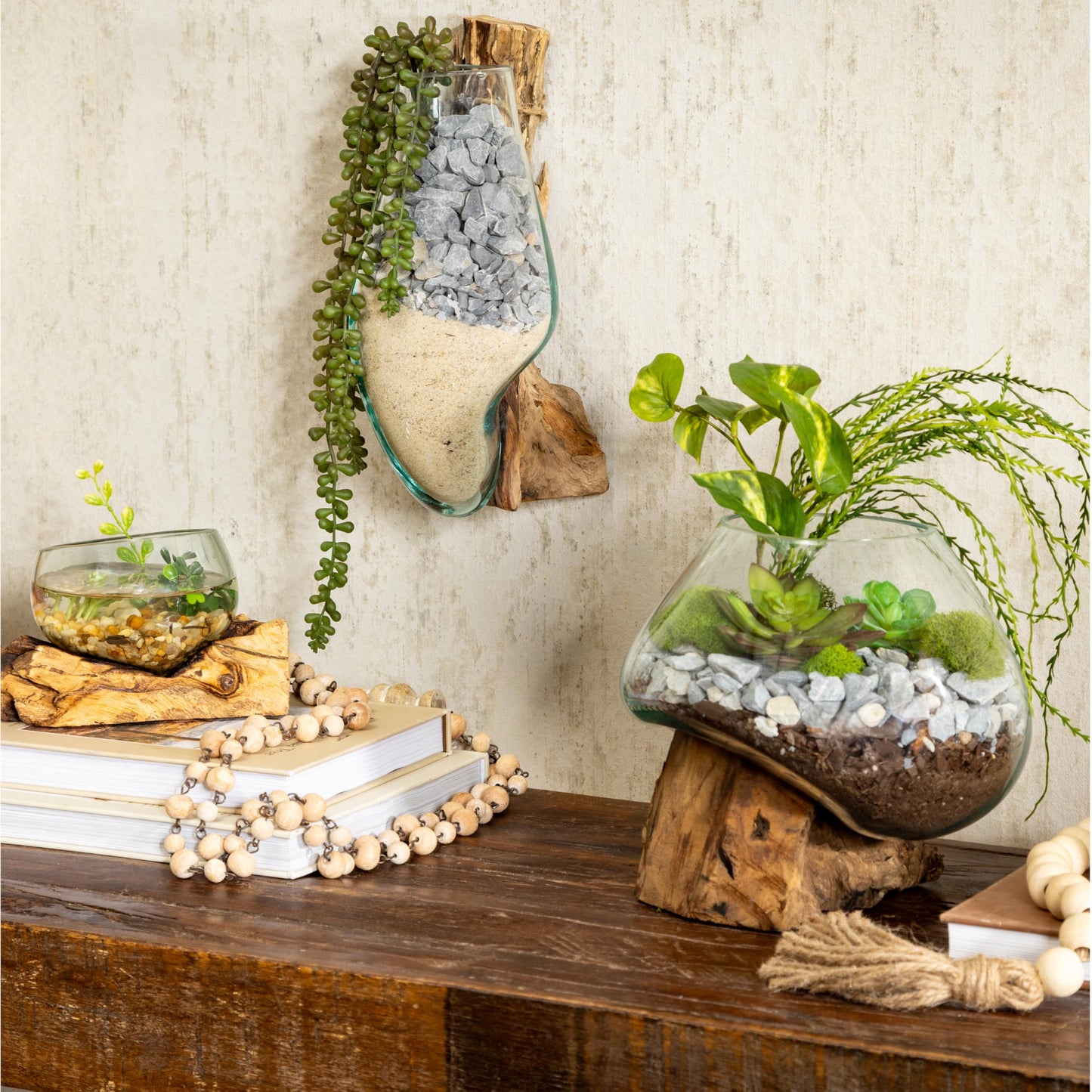 Cape Craftsmen Glass Planter on Driftwood