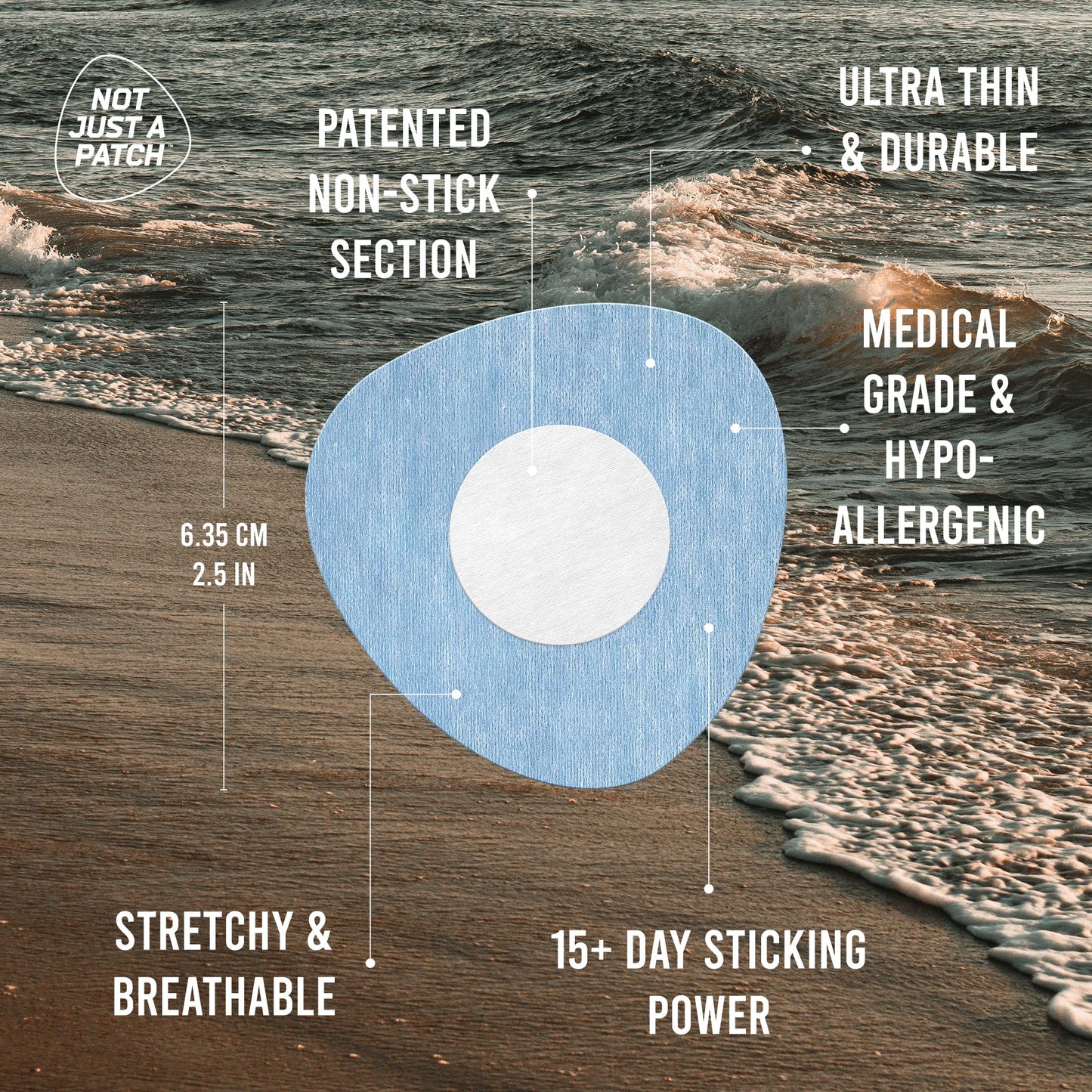 Not Just A Patch Air Libre 3 Plus Sensor Covers (20 Pack) - Thin, Strong and Light Adhesive Patches with Ultra-Hold 14 Day Adhesion, Durable Freestyle Libre 3 Sensor Covers - Multicolor