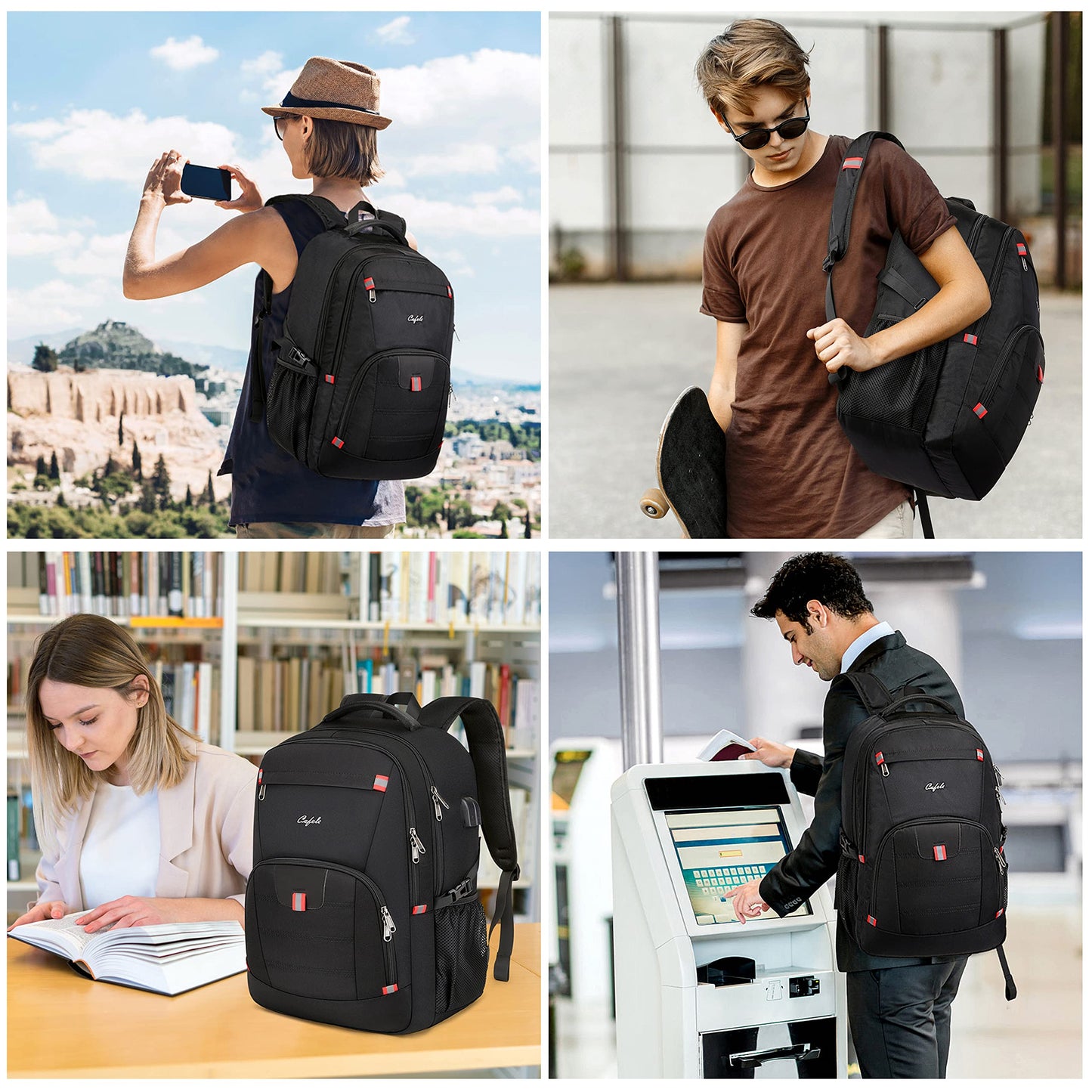 Backpack for Men and Women,School Backpack for Teens,17.3 inch Travel Laptop Backpack,Water Resistant College Bookbag Sturdy Computer Rucksack,Business Casual Daypack,Black