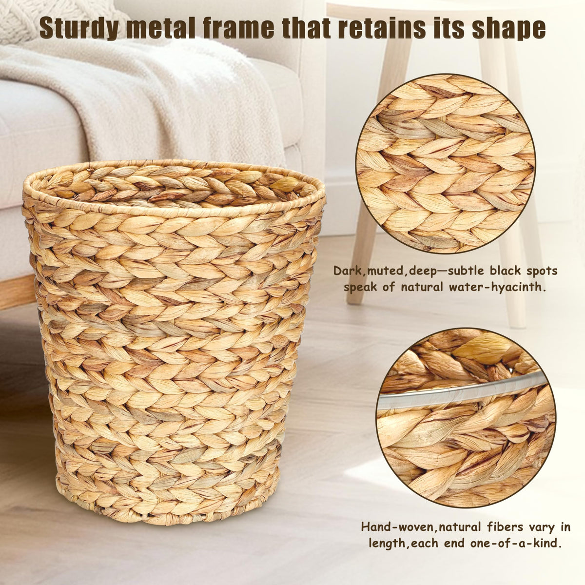 YINGXUN Wicker Waste Basket for Bathroom Large 3.5 Gallons (2 Pack)