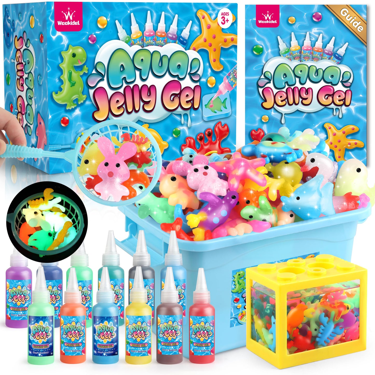 Aqua Fairy Water Gel Kit for Kid, Magic Water Elf Toy Kits with 12PCS Magic Gel and Animal Molds-Gift for Christmas,Birthday,New Year,Creative Art Craft Kit for Girls 6 7 8 10 Year Old