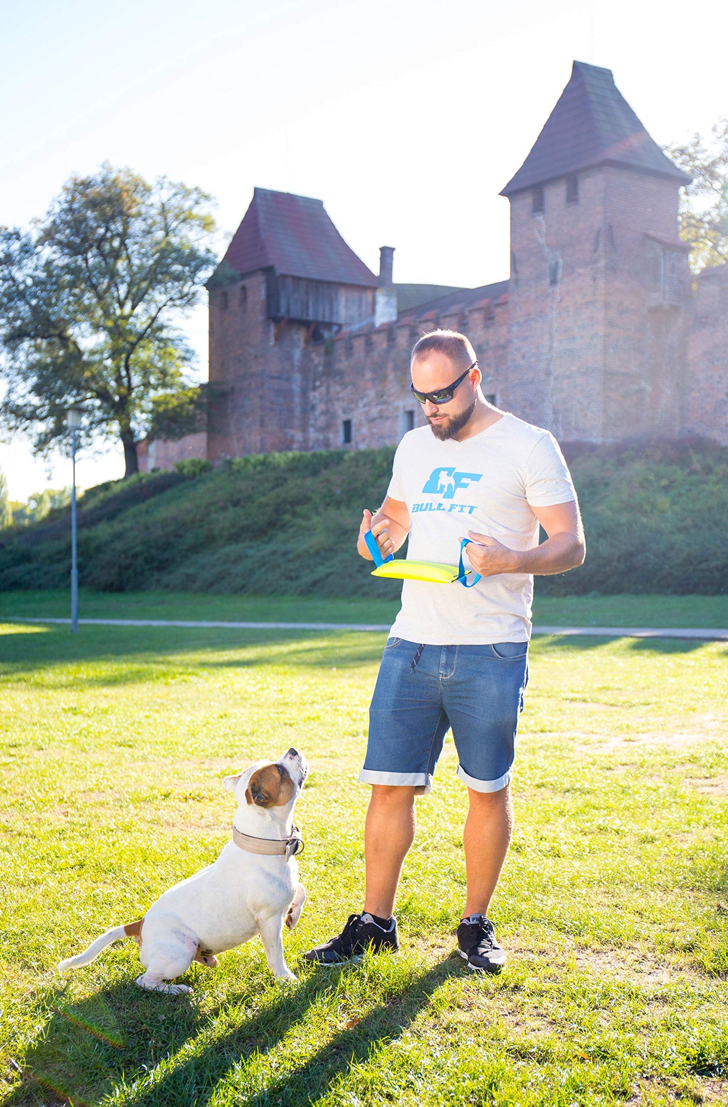 Bull Fit Dog Bite Tug Toy with 2 Strong Handles - Tough, Durable Fire Hose Dog Tug for Medium to Large Dogs - Ideal for Tug of War, Fetch, Puppy Training & Fun Interactive Play - Handmade Pull Toys