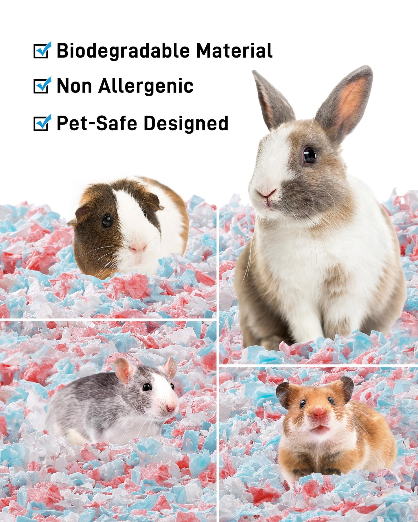 BUCATSTATE Guinea Pig Bedding 70L, 99% Dust-Free Hamster Bedding Odor Control, Cozy Paper Small Animal Bedding for Rabbit Rat Syrian Dwarf Hamsters Gerbils (White)