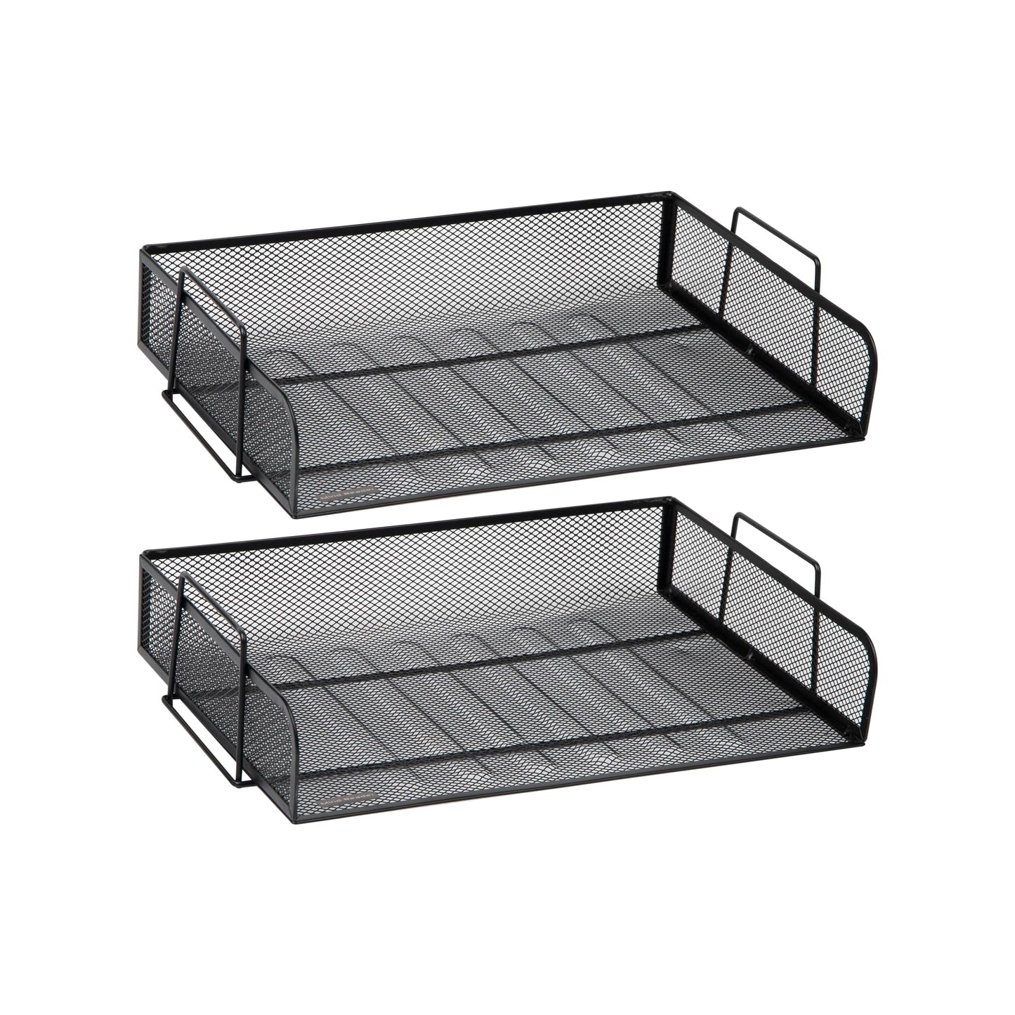 Mind Reader Stackable Paper Tray, Desktop Organizer, File Storage, Office, Metal Mesh, 13.25" L x 9.75" W x 6.25" H, 2 Pcs., Black