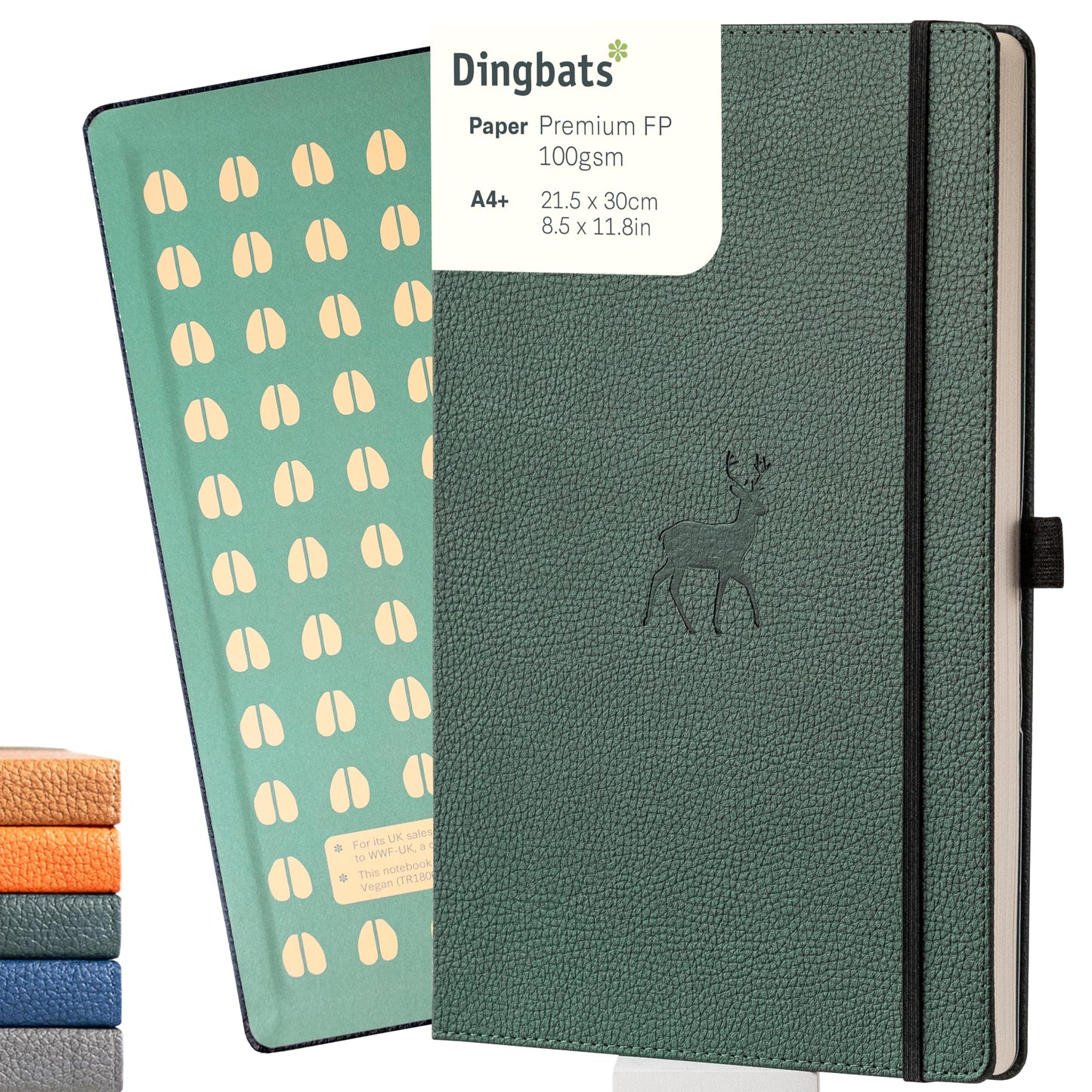 Wildlife A4 Lined Notebook - Extra Large Hardcover PU Leather Journal - for Work, Travel - Pocket, Elastic Closure, Pen Holder, Bookmark