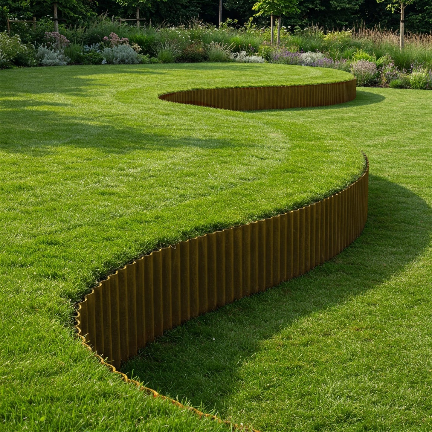 Worth 20 Feet Pre-Rusted Wavy Garden Edging - 8" Height - Heavy Duty Steel Lawn Edging - Long Metal Folding Garden Strips for Raised Flower Beds and
