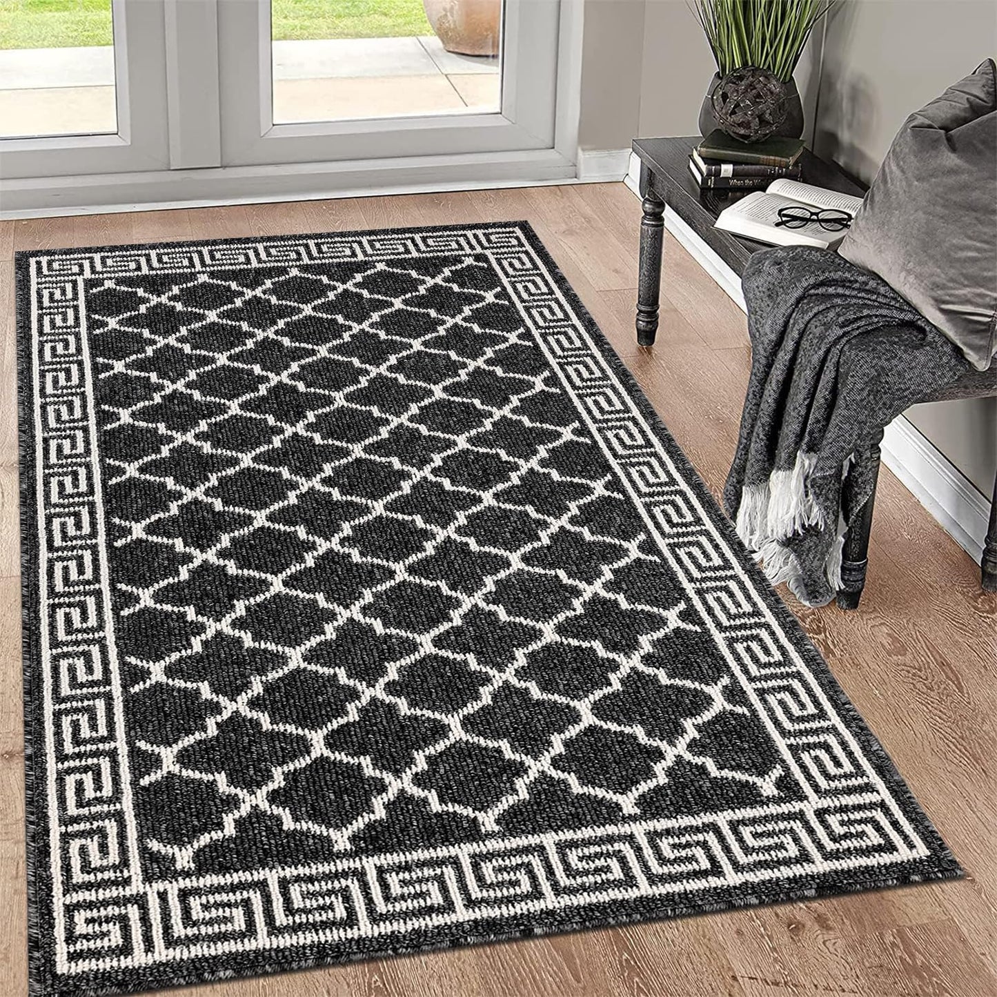Pauwer Indoor Doormat for Entryway 36"x59" Non-Slip Absorbent Resist Dirt Entrance Mat, Washable Front Door Mat Welcome Mat Low-Profile Inside Floor Mat for Entry Kitchen Laundry Room, Black