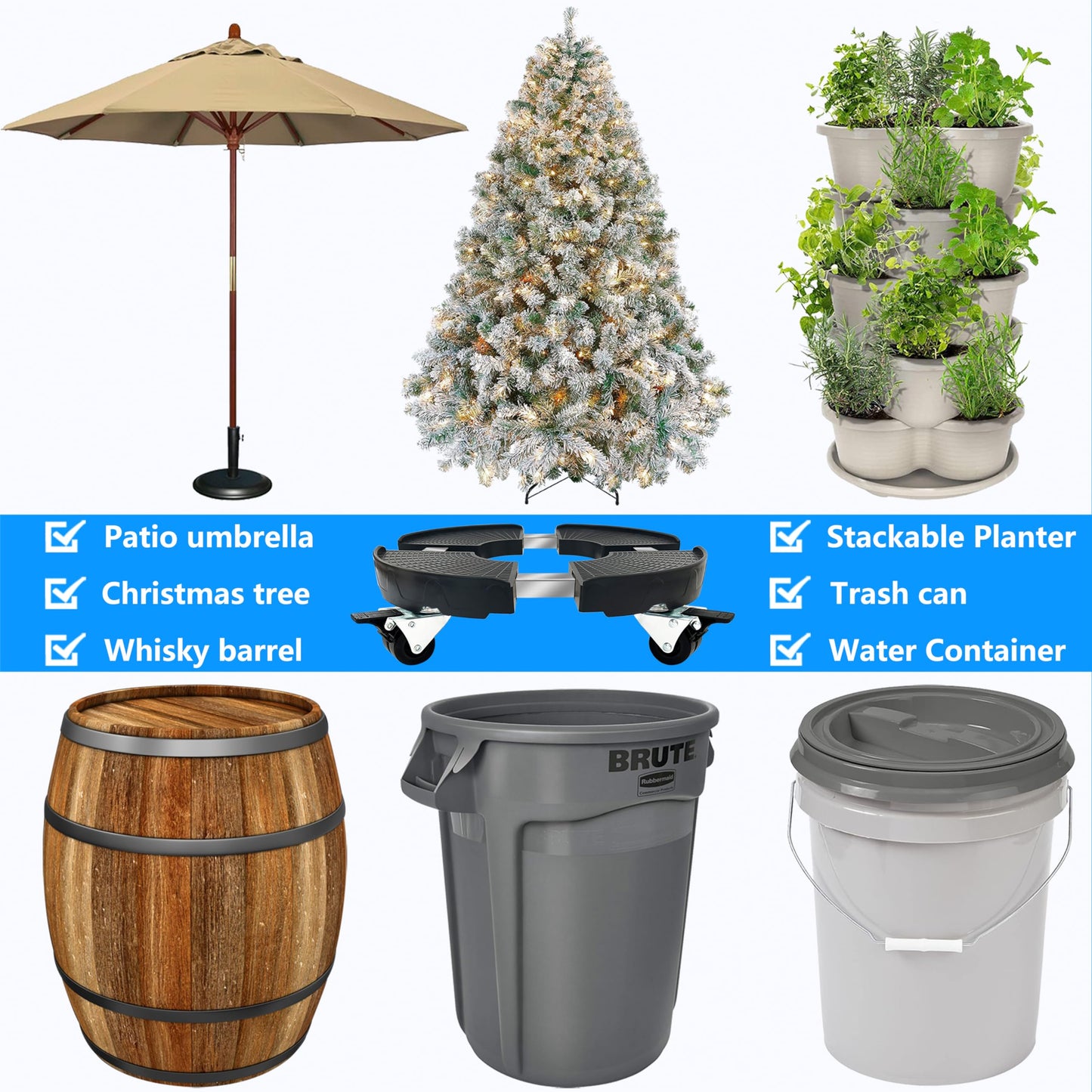 CASIMR Plant Stand with Wheels, Adjustable 15-21" Heavy Duty Plant Caddy with Casters, 440lb Capacity Indoor Outdoor Large Potted Planter Cart Dolly, 2 Pack Rolling Plant Stand for Flower Pot