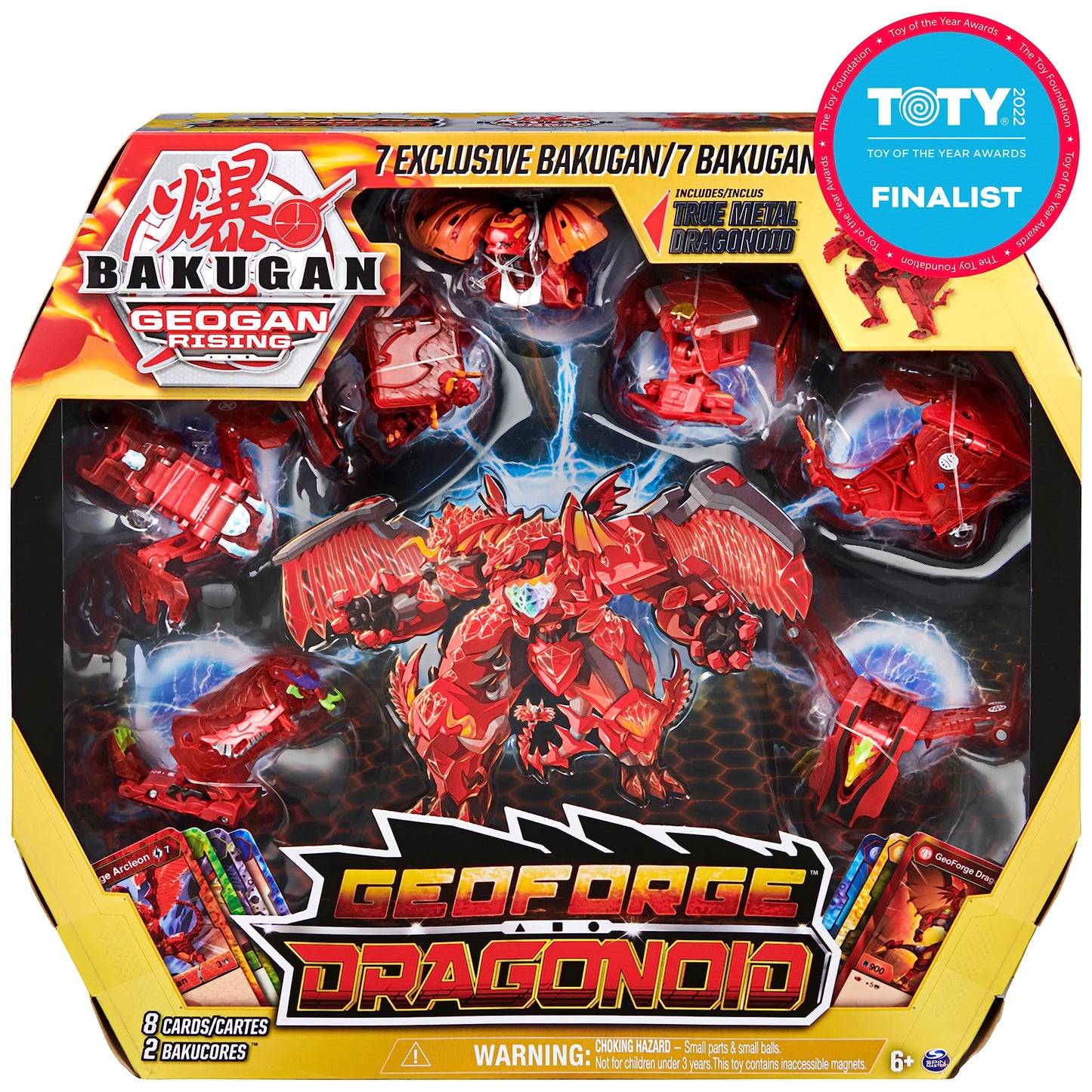 Bakugan GeoForge Dragonoid, 7-in-1 Includes Exclusive True Metal Dragonoid and 6 Geogan Bakugan Collectibles, Kids Toys for Boys