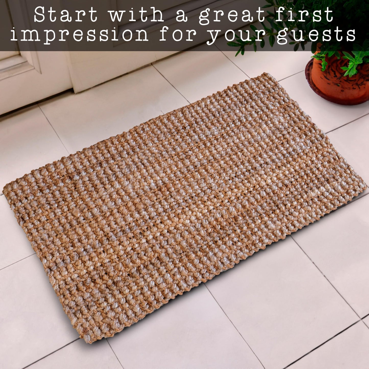 Jute Doormat 30x17 Inch, Jute Entryway Rug, Braided Doormat for Indoor or Covered Outdoor, Natural Woven Welcome Mat
