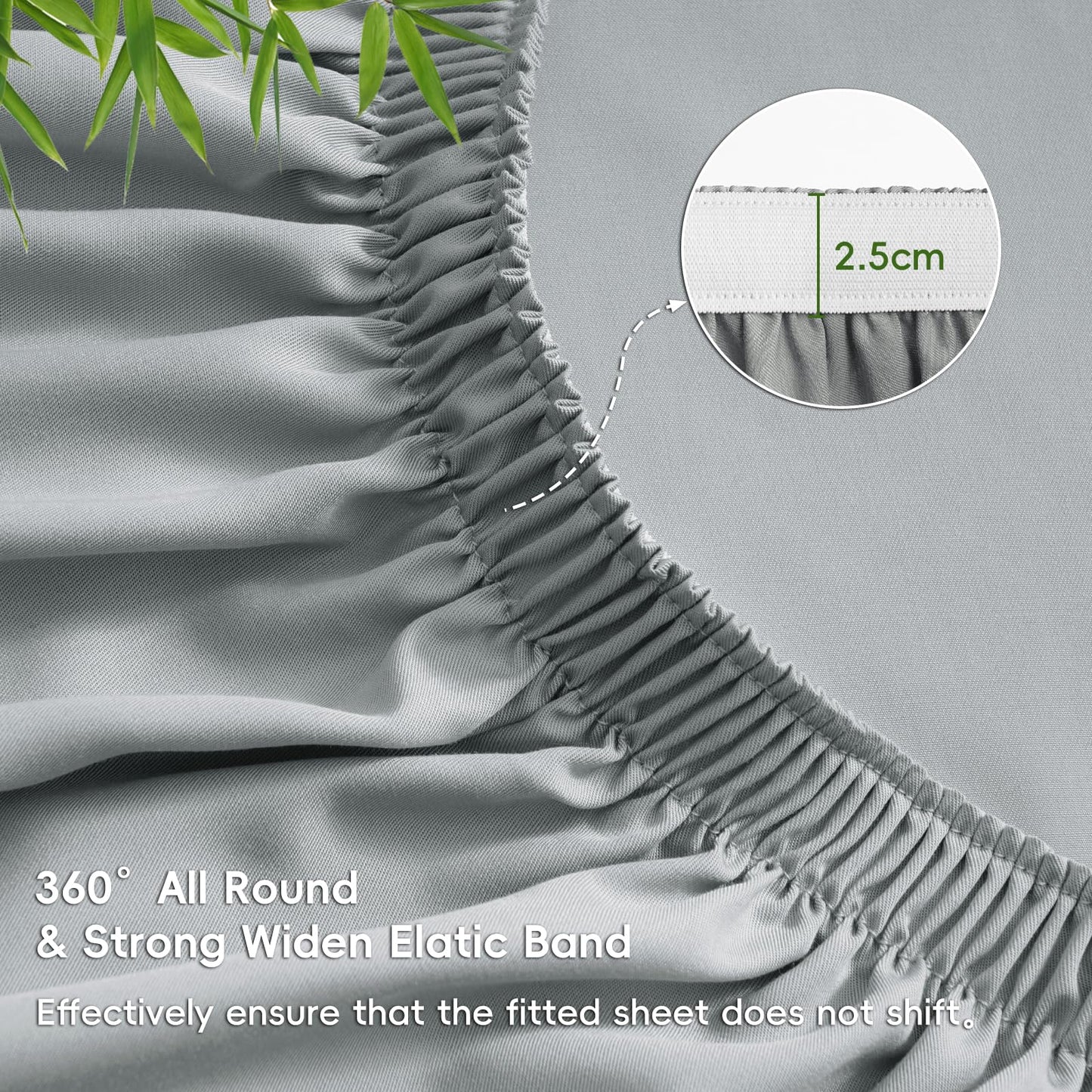 David's Home Cooling Fitted Sheet King Size, 100% Rayon Derived from Bamboo, 16" Deep Pocket 2.5cm Wider Elastic, Luxury Smooth Silky Soft Breathable Bottom Sheet for Hot Sleeper, Gery