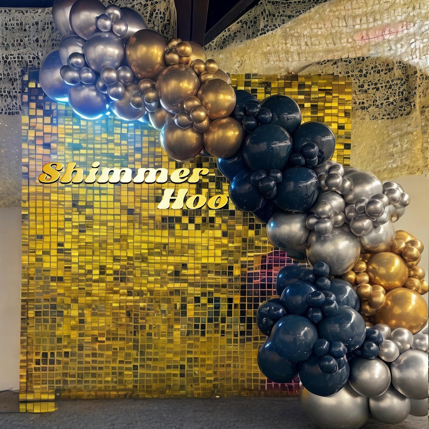 Shimmer Wall Backdrop-24 Panels Square Sequin Party Backdrop, Photo Backdrops for Birthday, Anniversary, Wedding, Graduation Party Decoration (Gold)