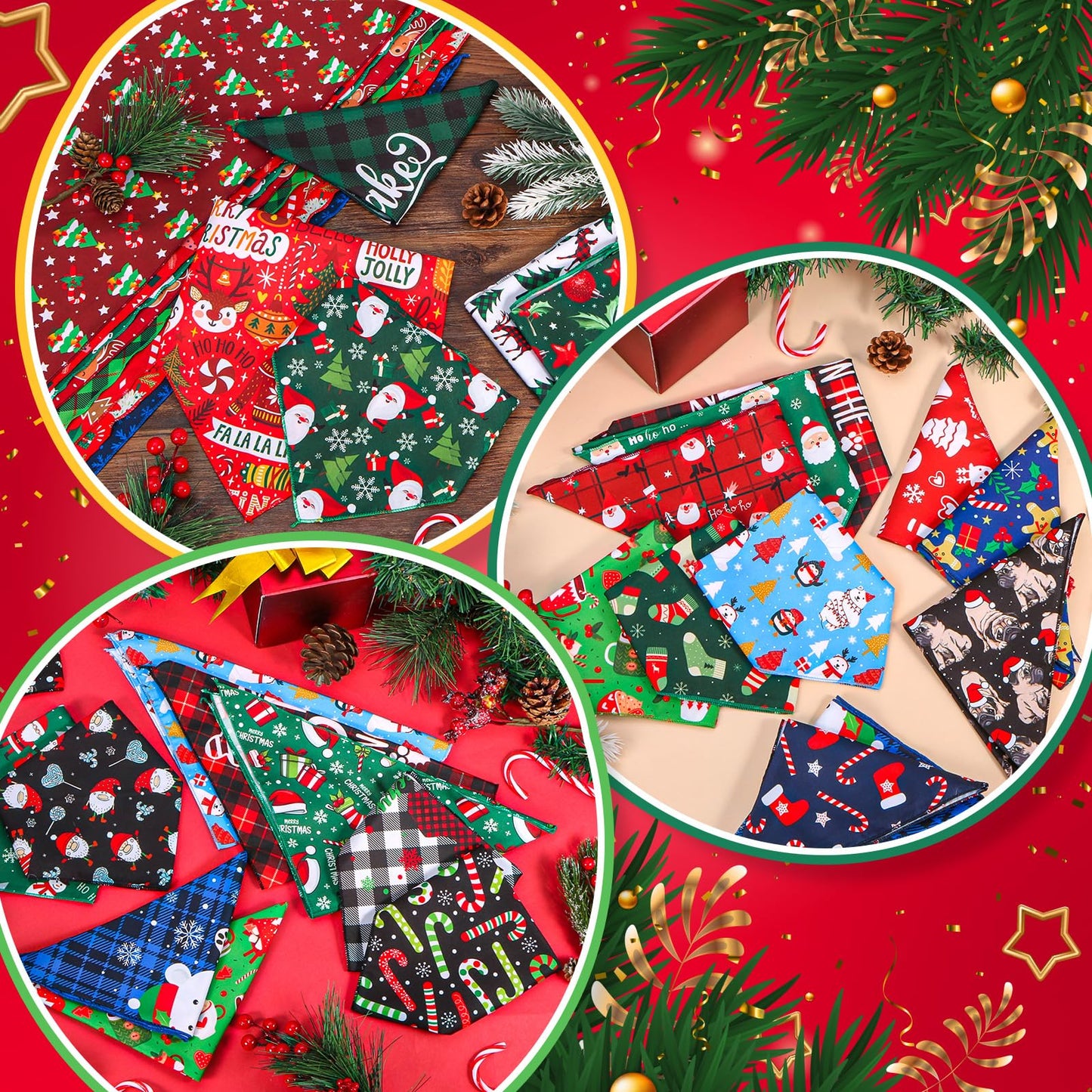30 Pcs Christmas Dog Bandanas Bulk Adjustable Triangle Dog Scarves Bibs Xmas Puppy Bandanas Pet Neckerchief Washable Holiday Dog Bandana for Christmas Party Small Medium Large Dog Pet Grooming
