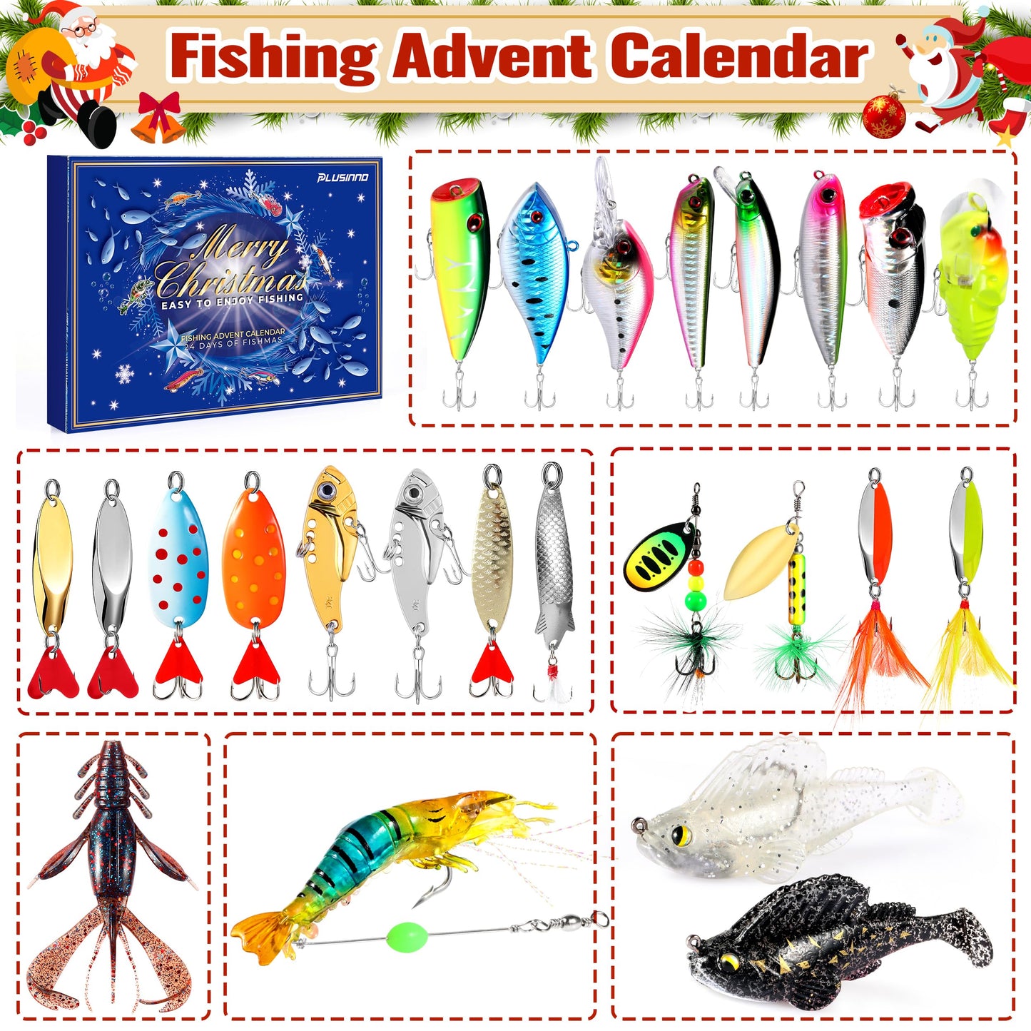 Advent Calendar 2025 Adult Fishing Advent Calendar Fishing Gifts For Men Teens Boys 24 Days Christmas Countdown Calendar Fishing Tackle Lures Gifts For Men