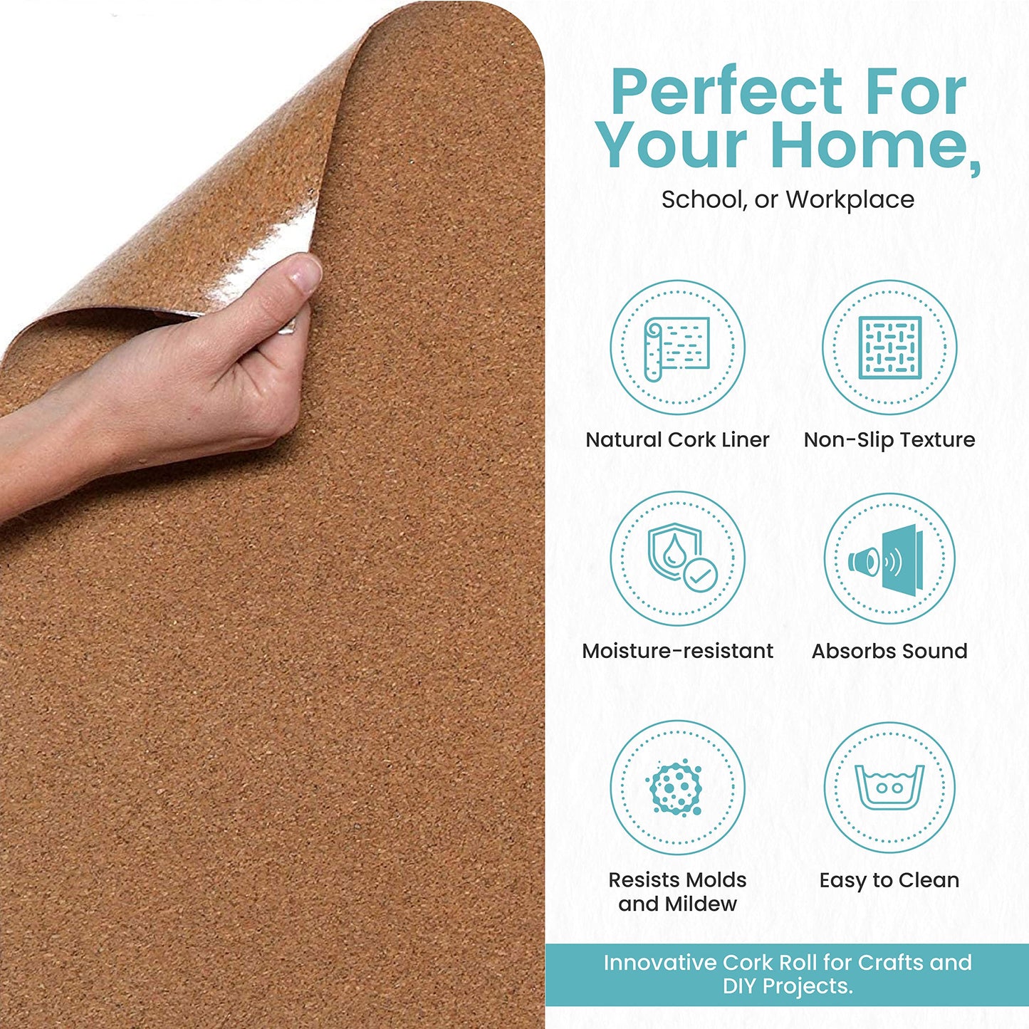 Con-Tact Brand Self-Adhesive Shelf and Drawer Liner, 18-Inches by 4-Feet, Natural Cork, Pack of 6