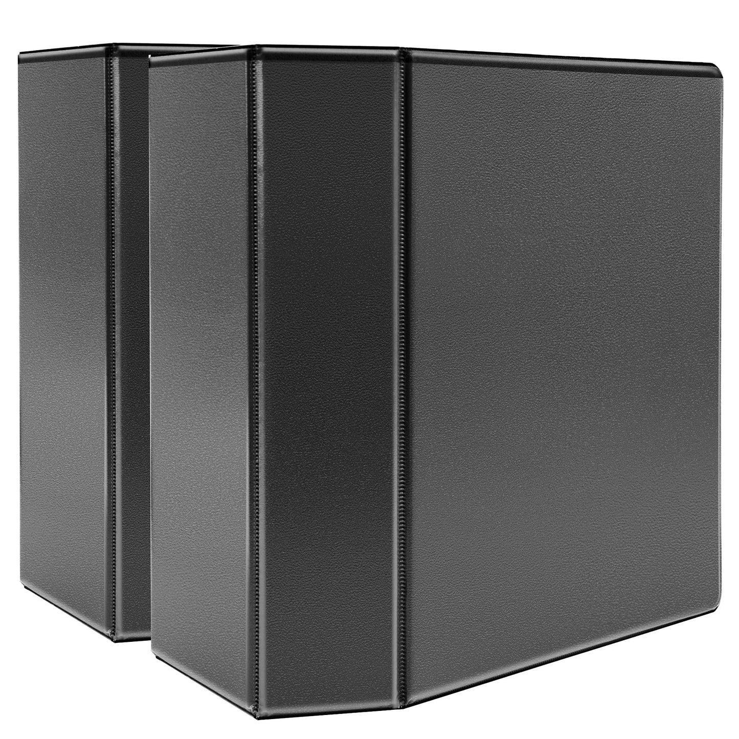 Amazon Basics 12.7 cm Binder, Heavy Duty, 3 Ring, Customizable View, D-Ring, 2-Pack, Black